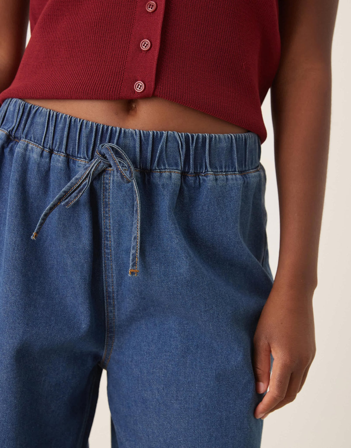 ASOS DESIGN denim wide leg jogger jean in mid blue - ASOS Sample Sale