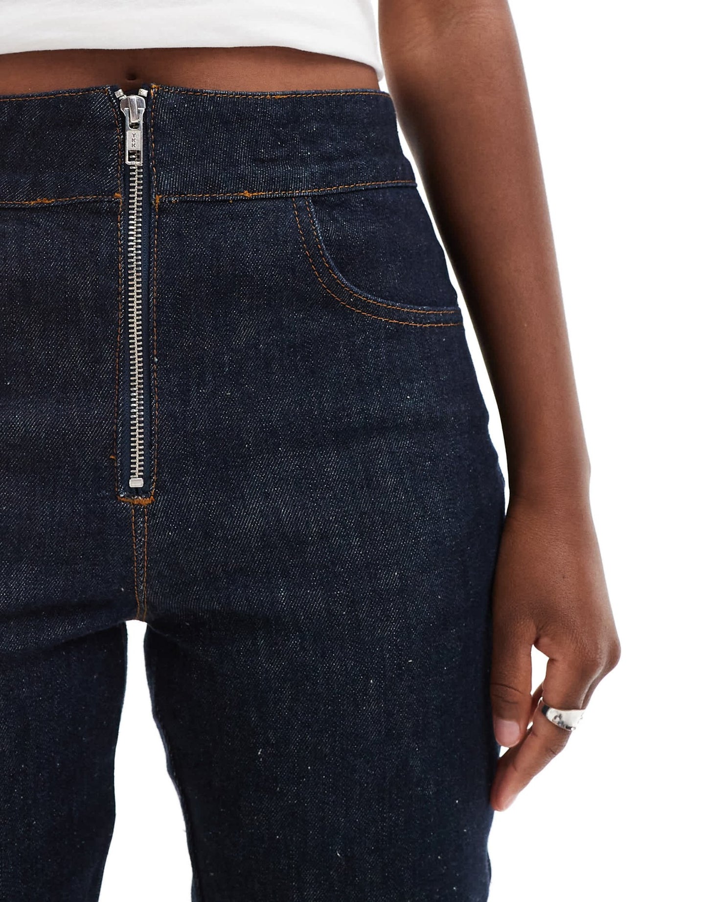 ASOS DESIGN denim zip front capri in indigo - ASOS Sample Sale
