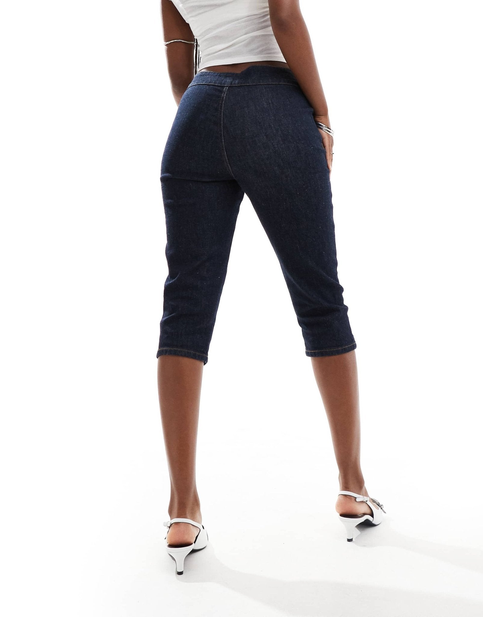ASOS DESIGN denim zip front capri in indigo - ASOS Sample Sale