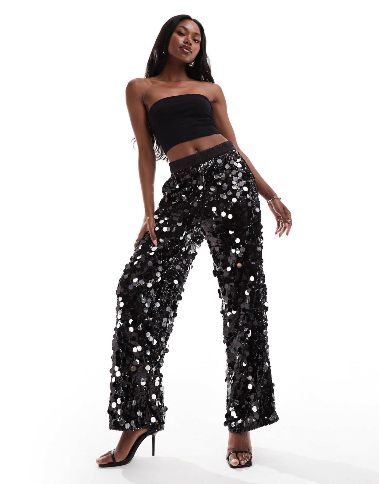 ASOS DESIGN disco sequin relaxed tailored trouser in black - ASOS Sample Sale