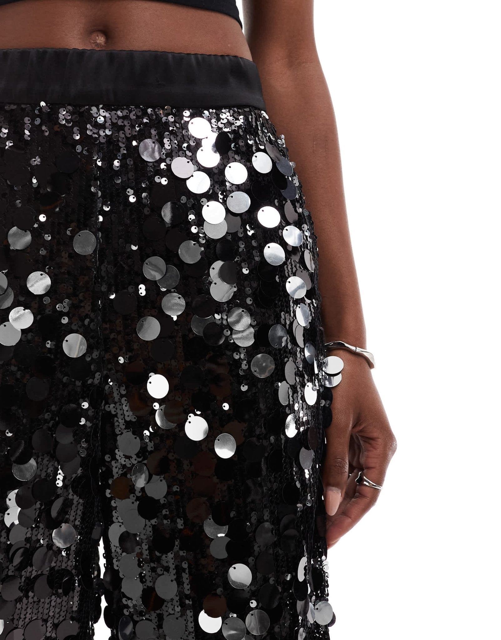 ASOS DESIGN disco sequin relaxed tailored trouser in black - ASOS Sample Sale