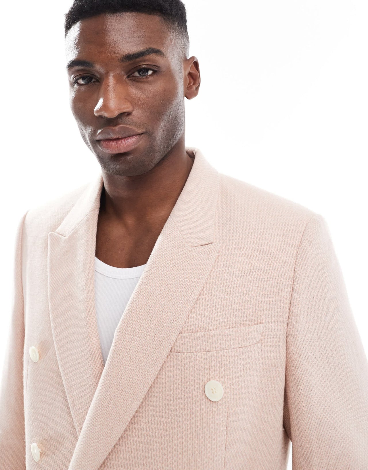 ASOS DESIGN double breasted regular suit jacket with wool in light pink - ASOS Sample Sale