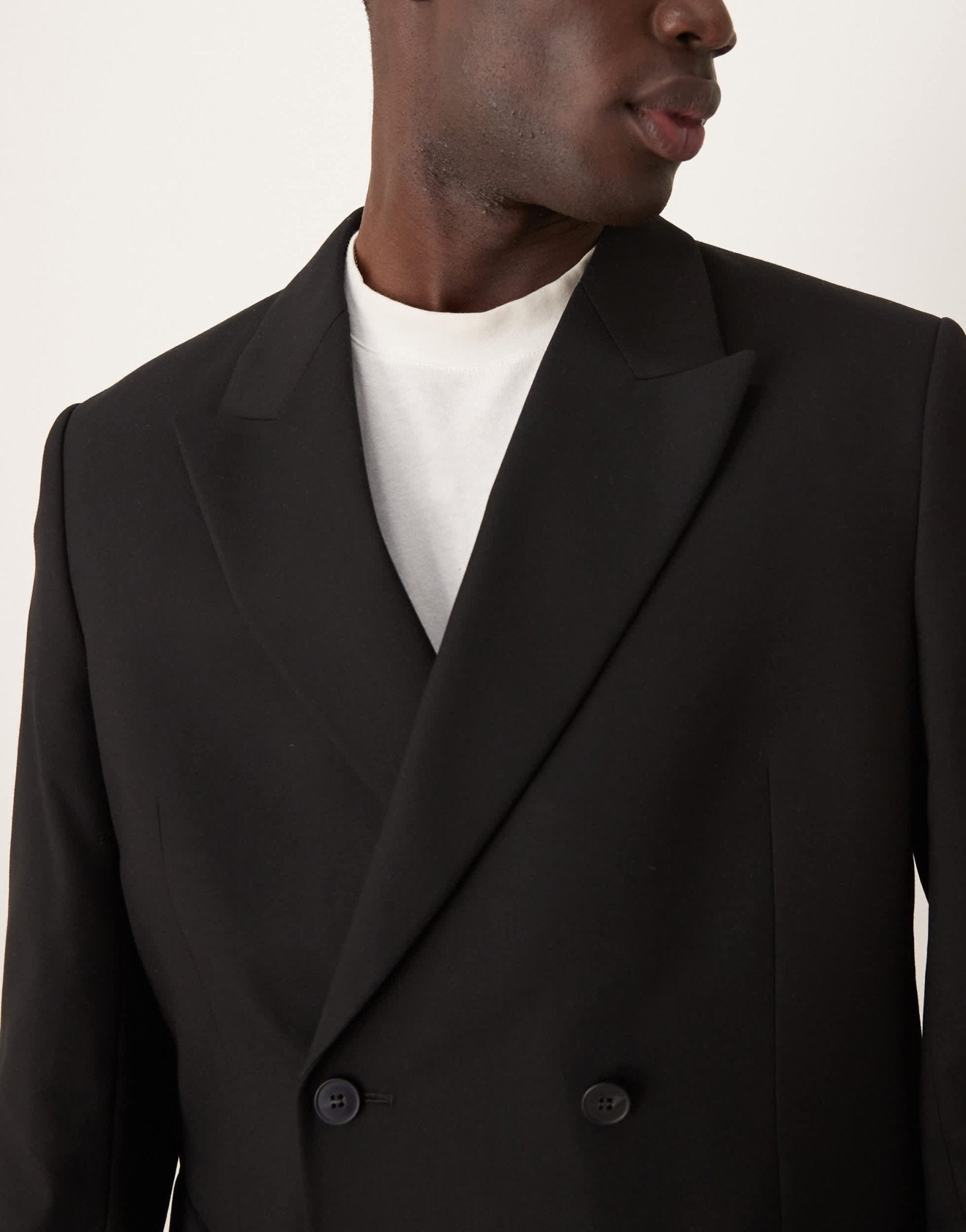 ASOS DESIGN double breasted relaxed suit jacket in black - ASOS Sample Sale