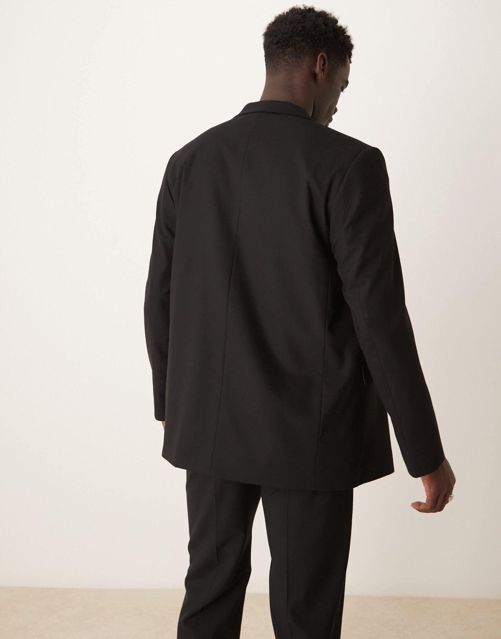 ASOS DESIGN double breasted relaxed suit jacket in black - ASOS Sample Sale