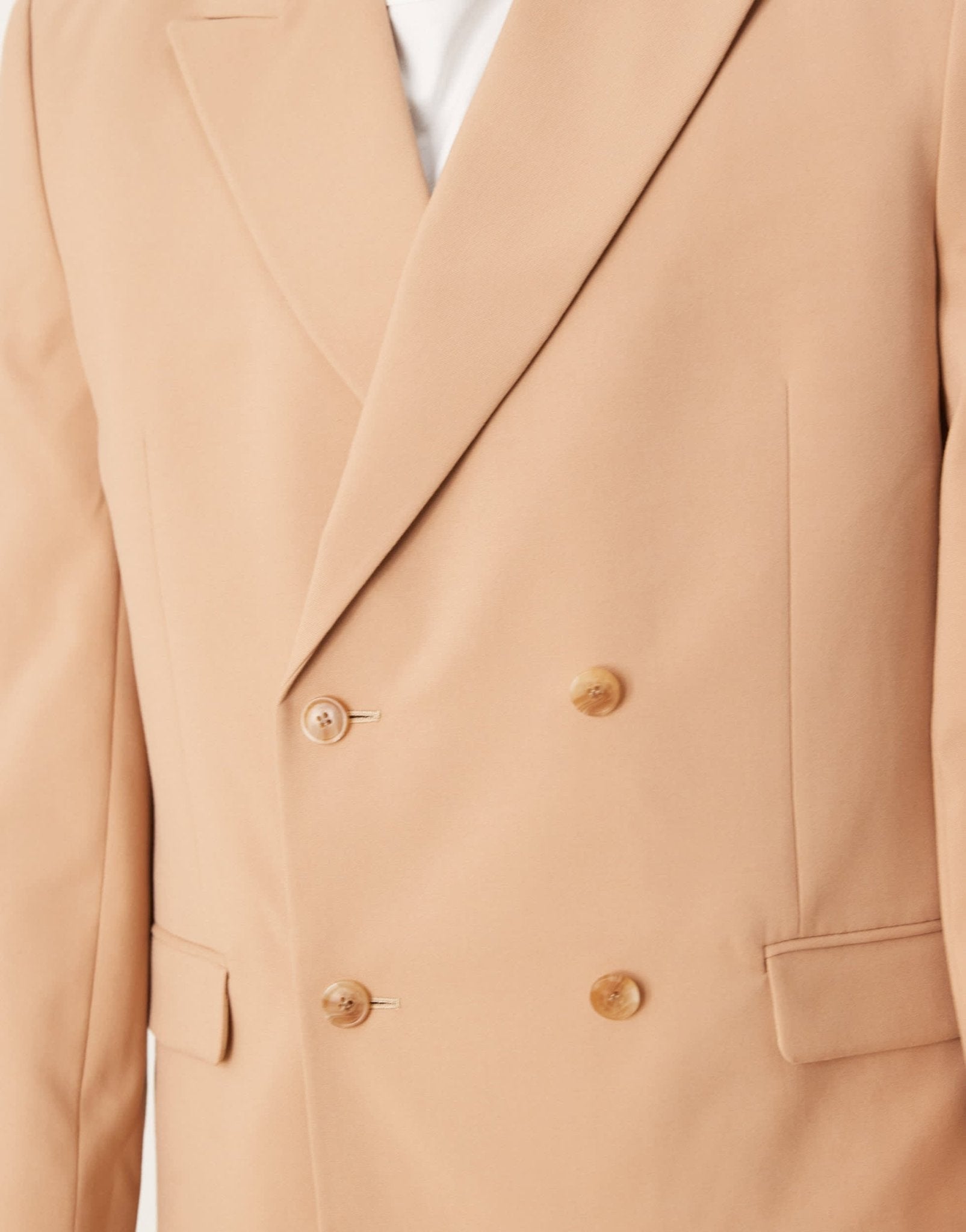 ASOS DESIGN double breasted relaxed suit jacket in camel - ASOS Sample Sale