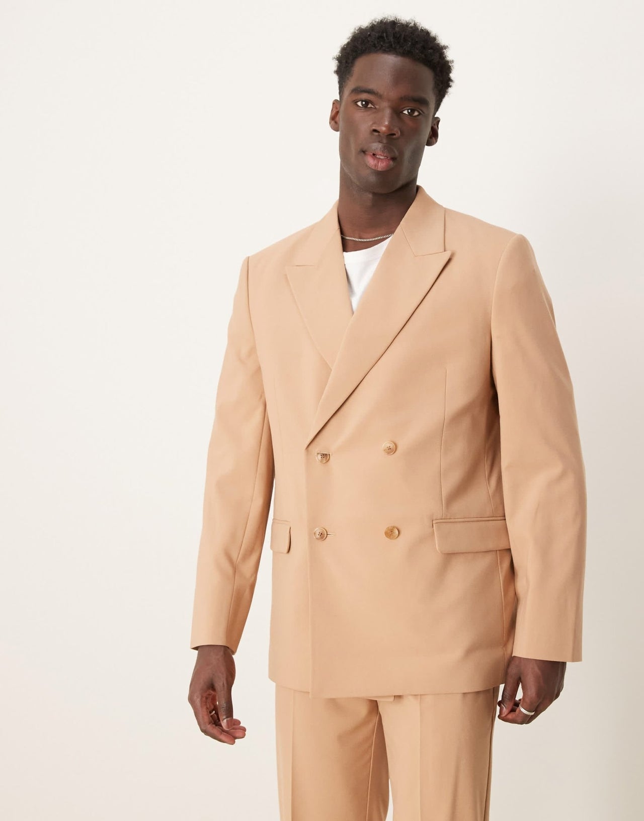 ASOS DESIGN double breasted relaxed suit jacket in camel - ASOS Sample Sale