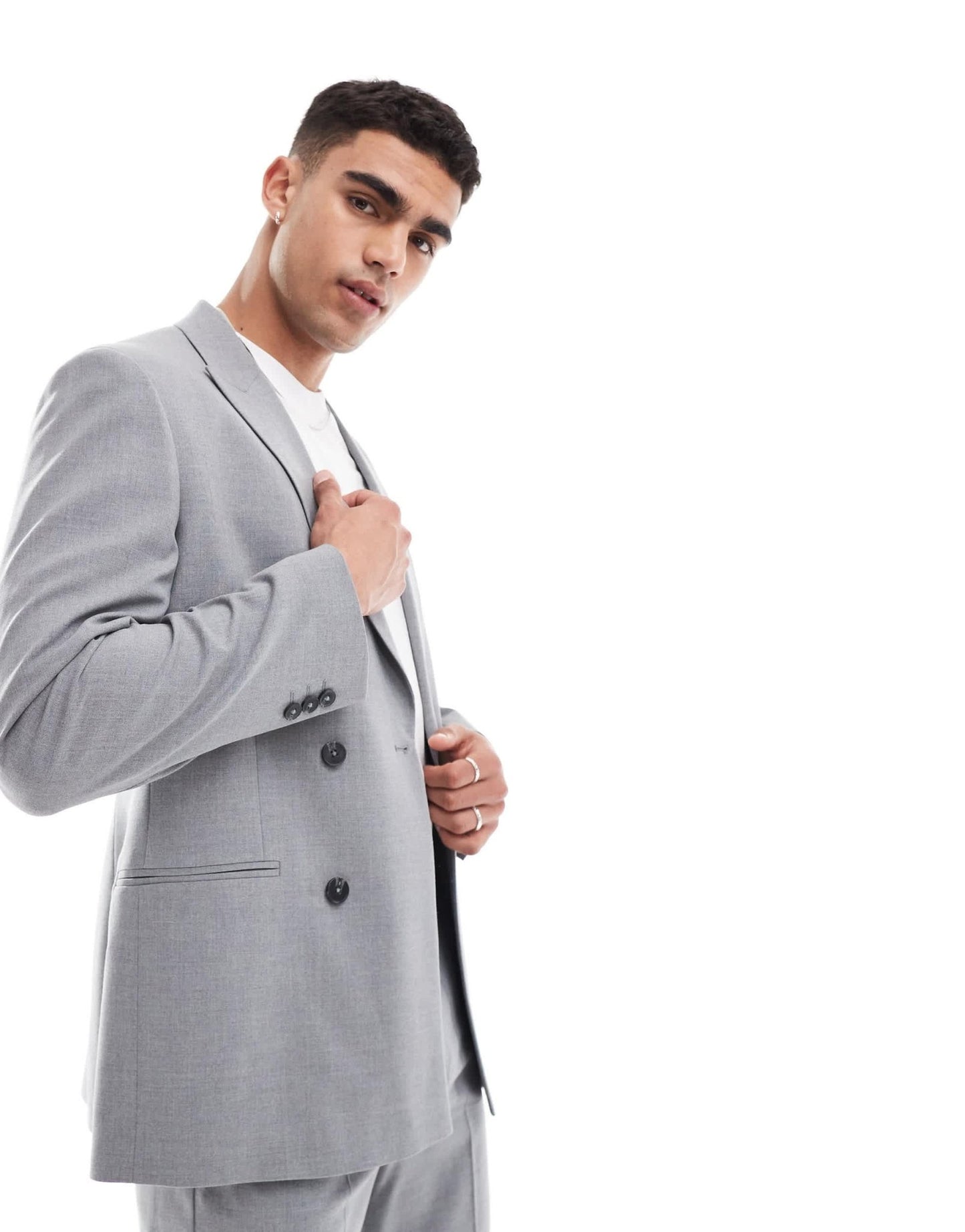 ASOS DESIGN double breasted slim suit jacket in grey - ASOS Sample Sale