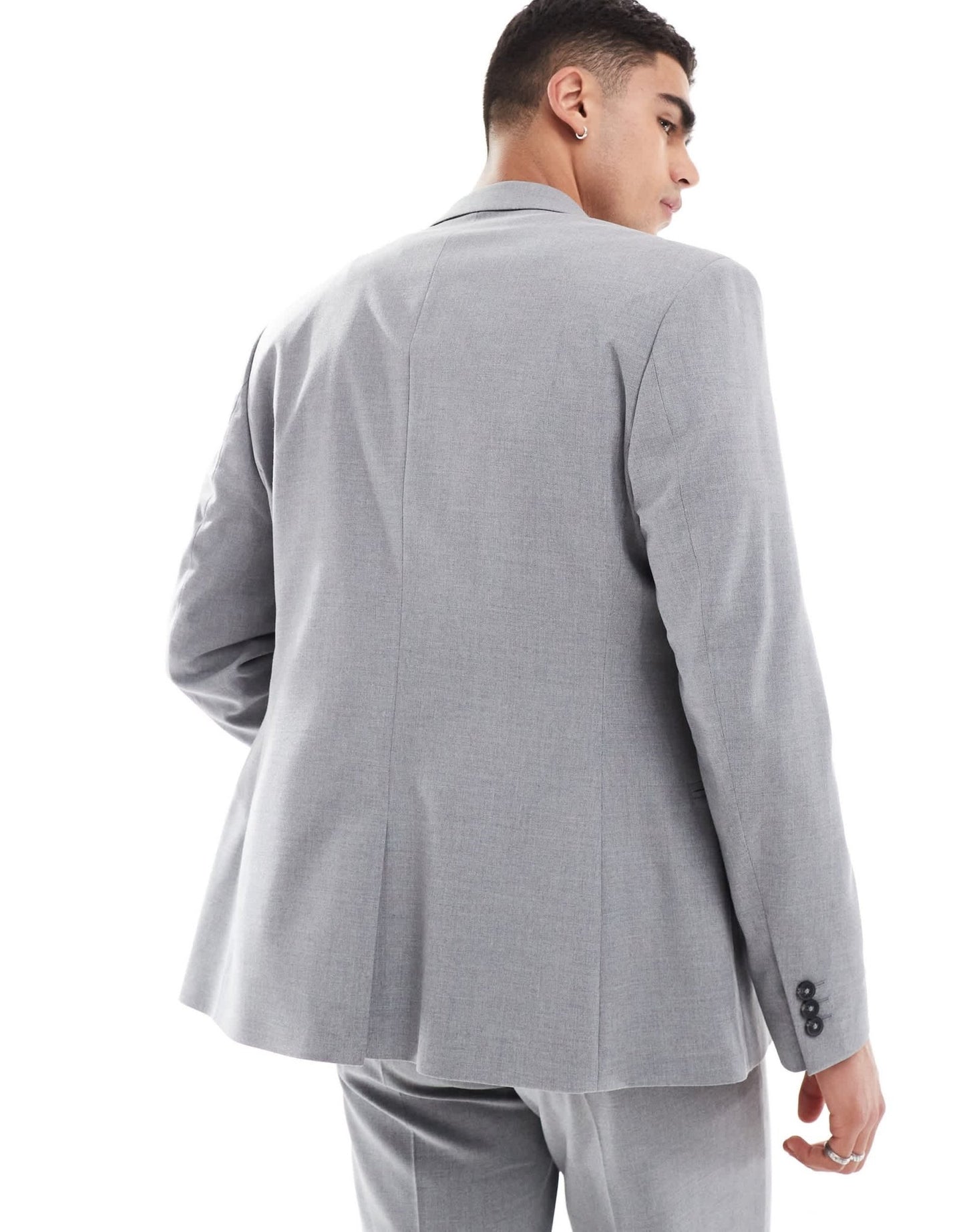 ASOS DESIGN double breasted slim suit jacket in grey - ASOS Sample Sale
