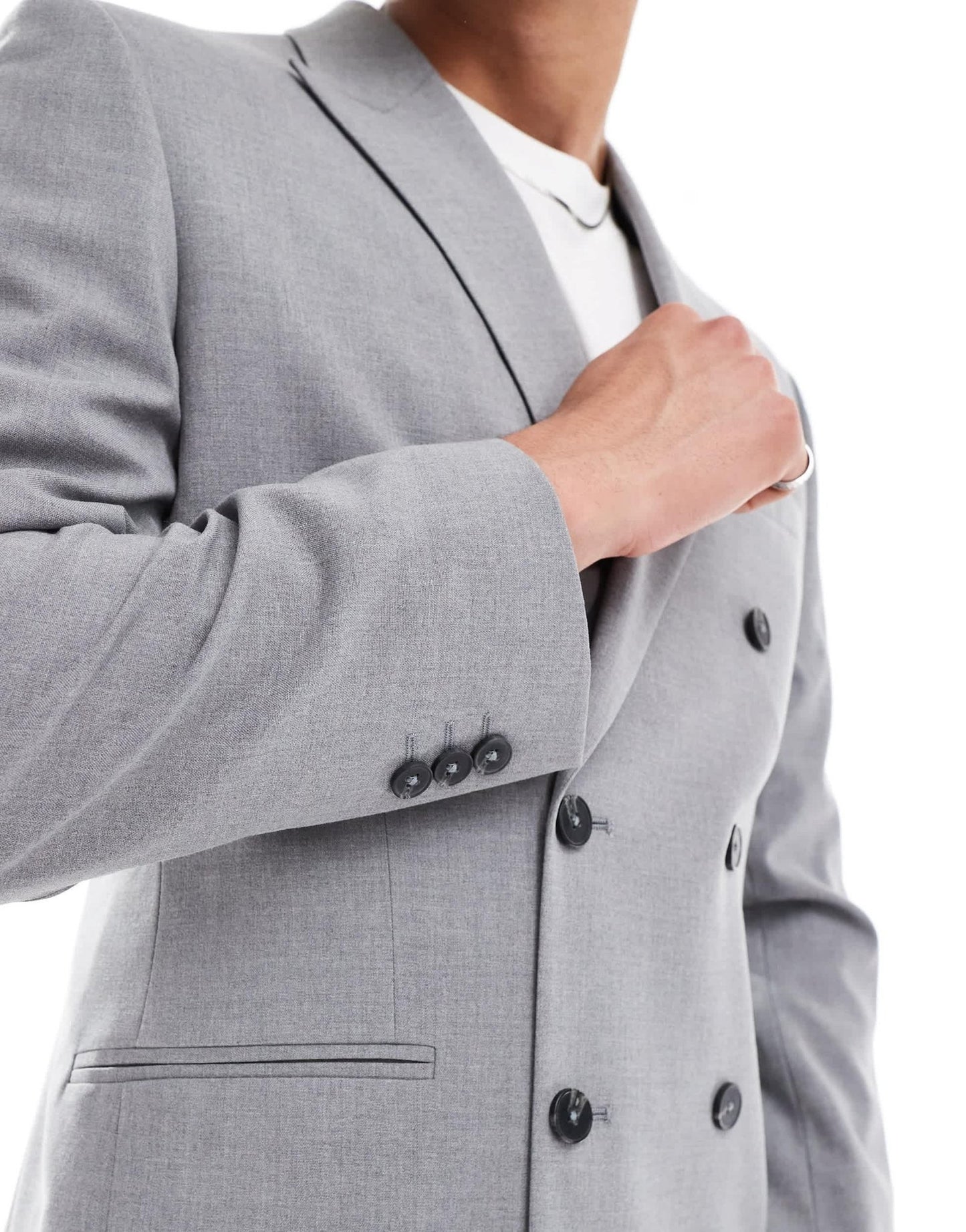 ASOS DESIGN double breasted slim suit jacket in grey - ASOS Sample Sale