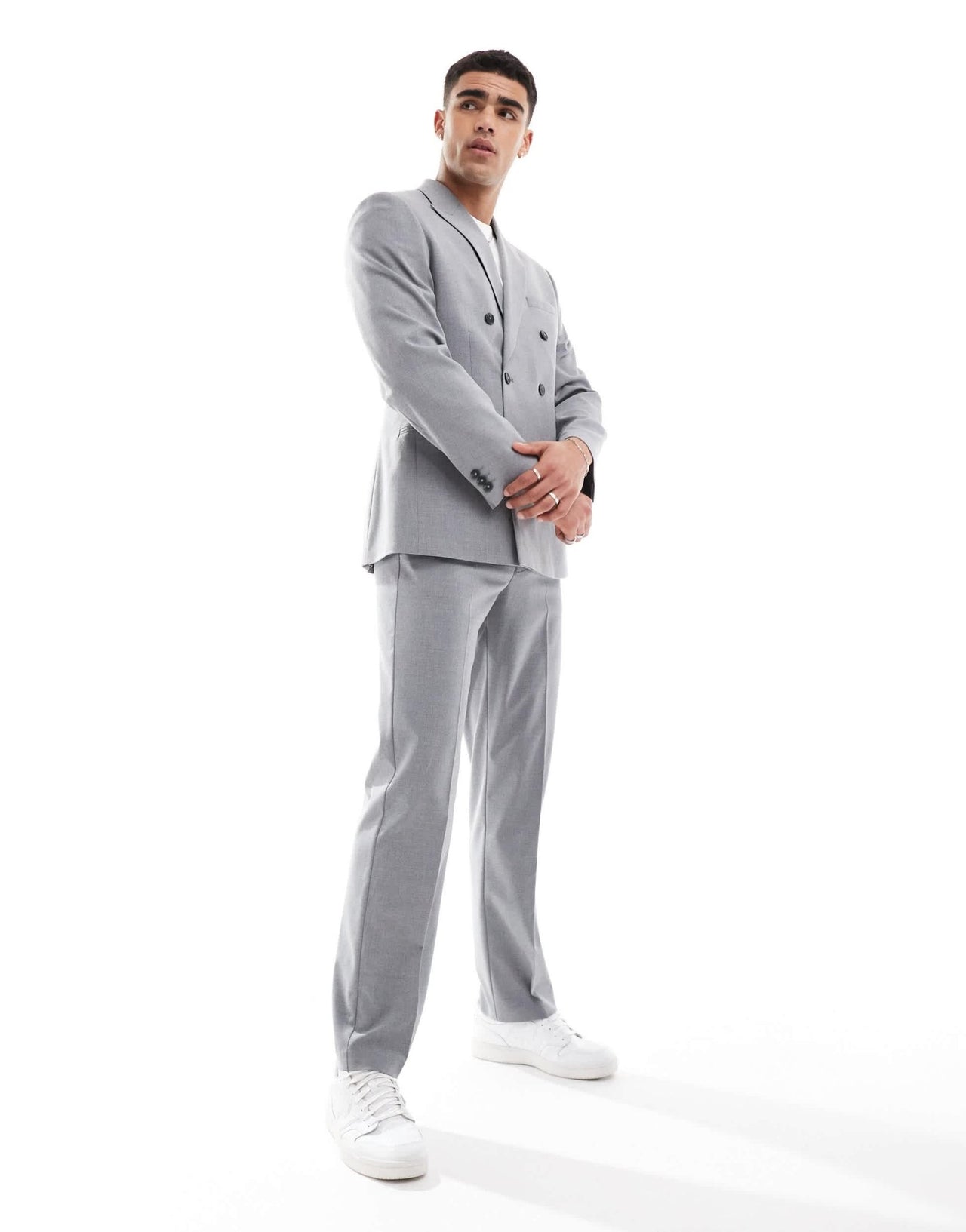 ASOS DESIGN double breasted slim suit jacket in grey - ASOS Sample Sale