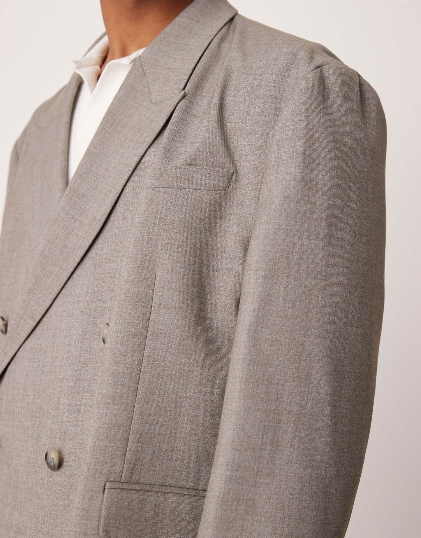 ASOS DESIGN double breasted slouchy oversized suit jacket in grey melange texture - ASOS Sample Sale
