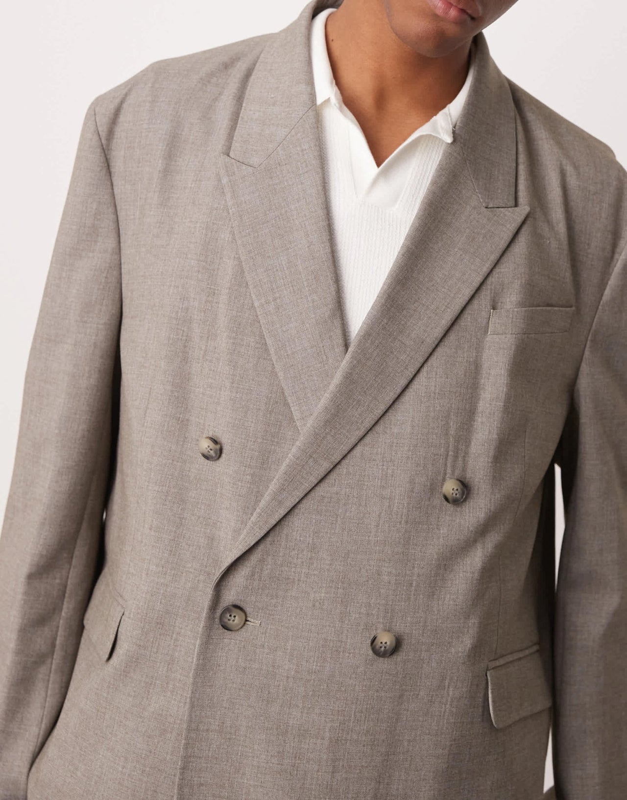 ASOS DESIGN double breasted slouchy oversized suit jacket in grey melange texture - ASOS Sample Sale