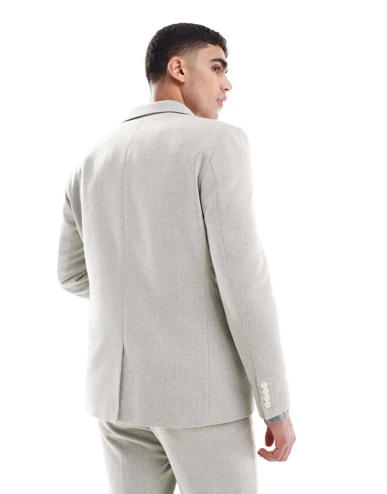 ASOS DESIGN double breasted wool blend regular suit jacket in sage green weave - ASOS Sample Sale