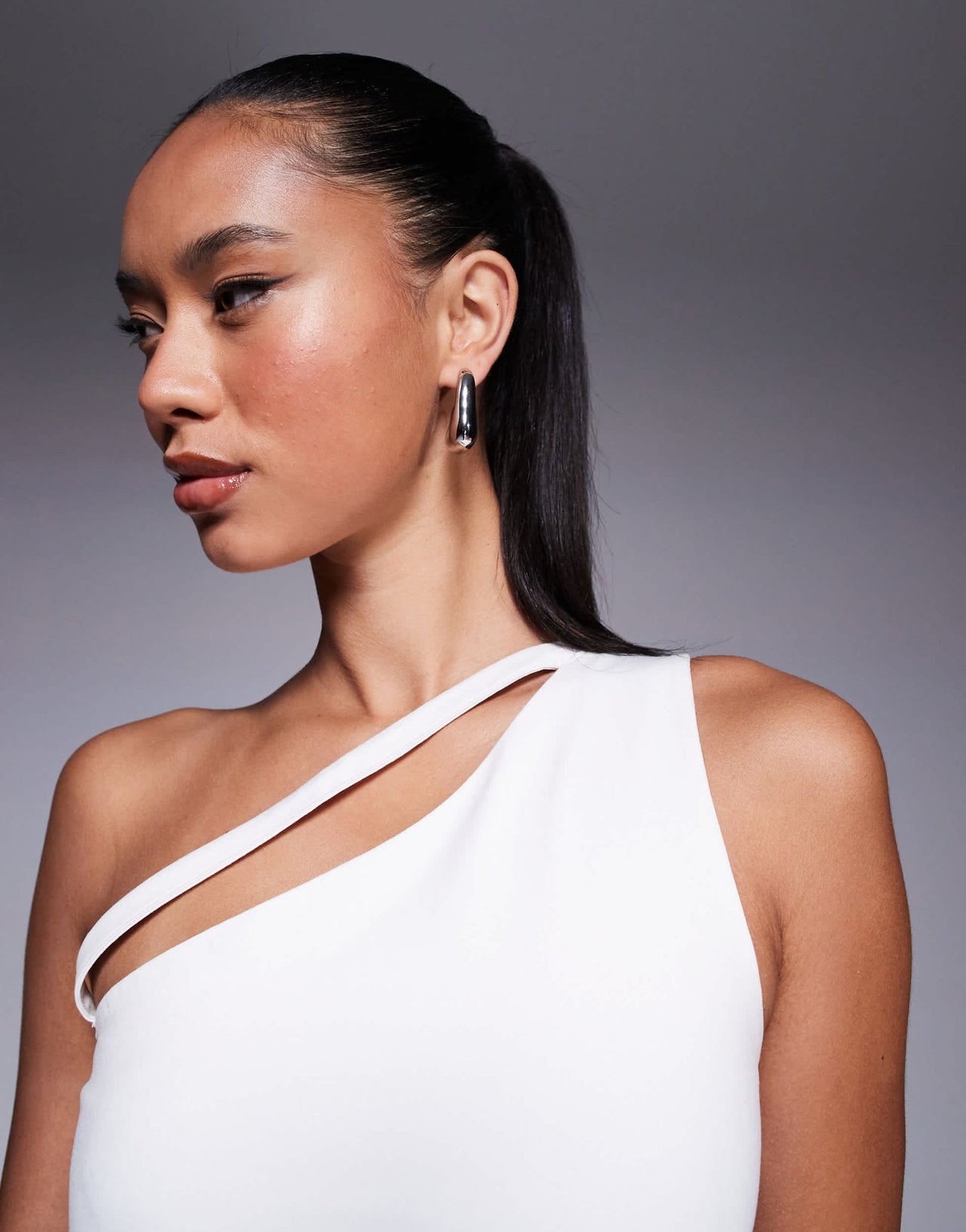 ASOS DESIGN double layer one shoulder top with strap detail in white - ASOS Sample Sale