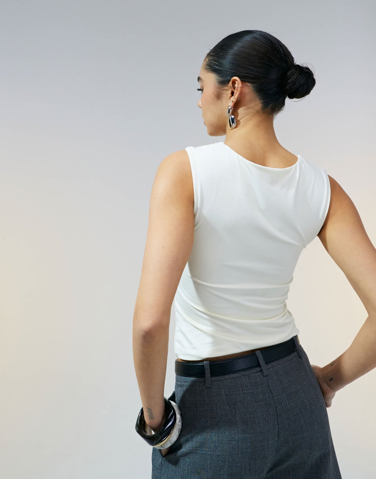 ASOS DESIGN double layer scoop neck vest in cream - ASOS Sample Sale