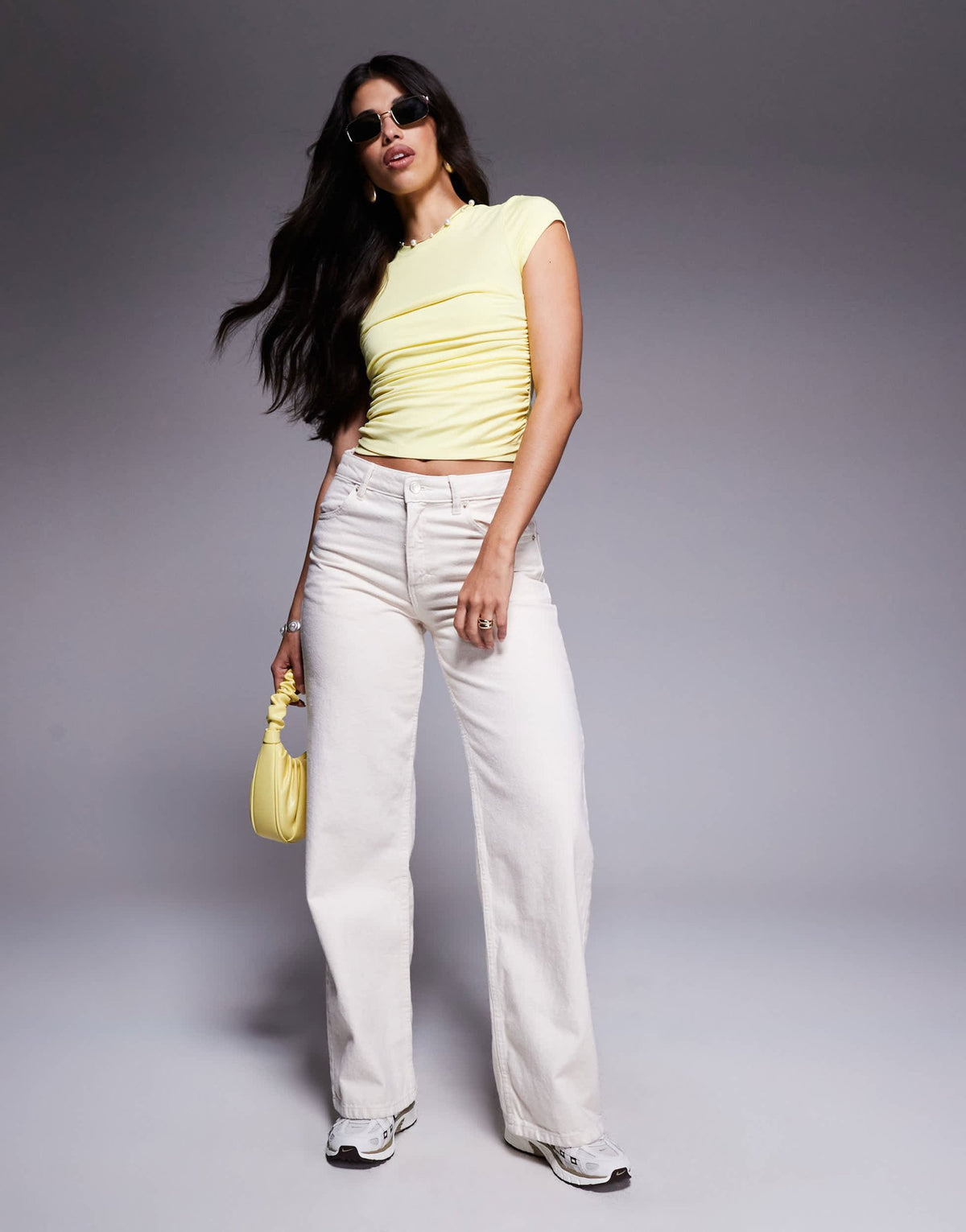 ASOS DESIGN drape gathered detail short sleeve top in butter yellow - ASOS Sample Sale