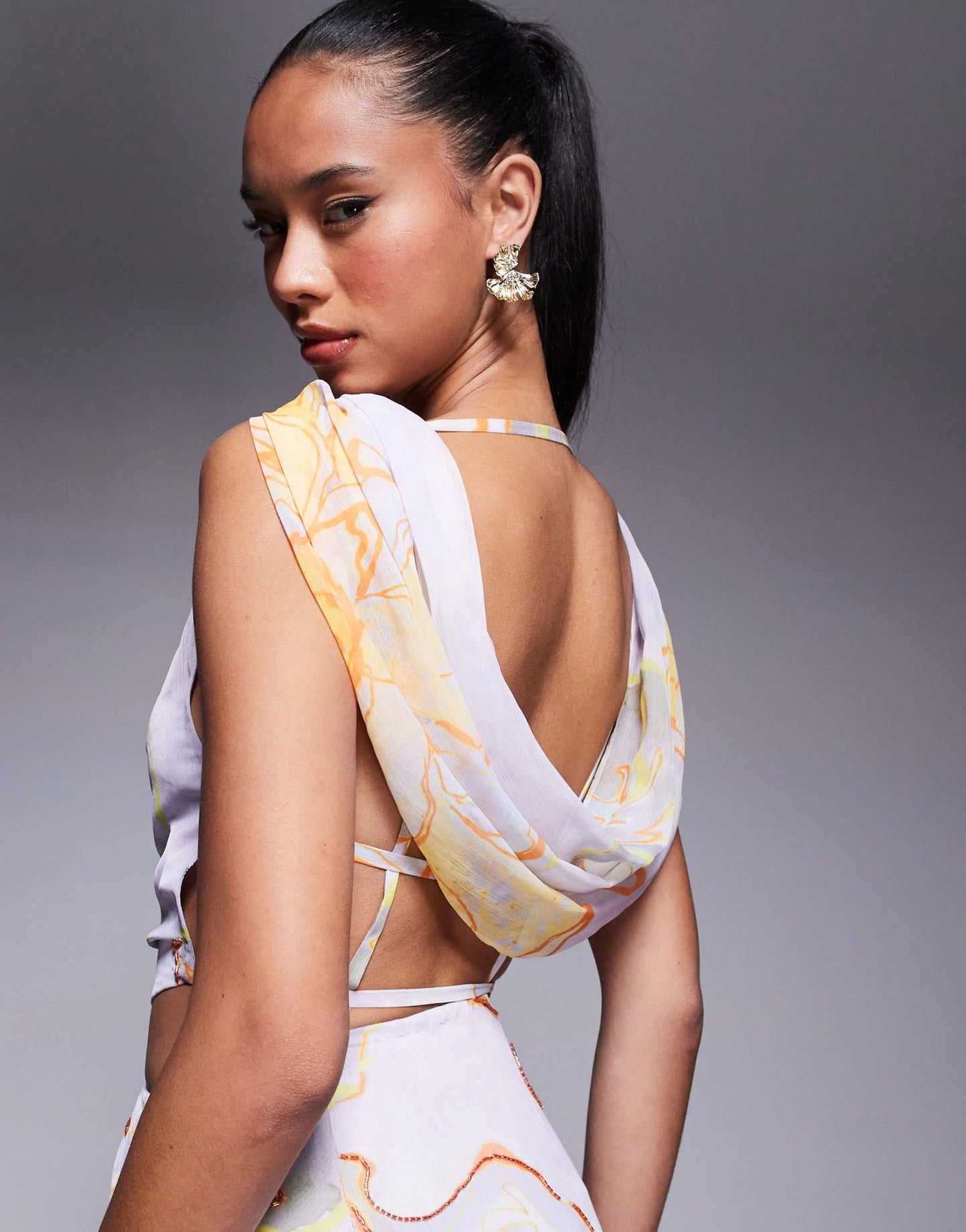 ASOS DESIGN drape midi dress with embellishment in blue floral print - ASOS Sample Sale