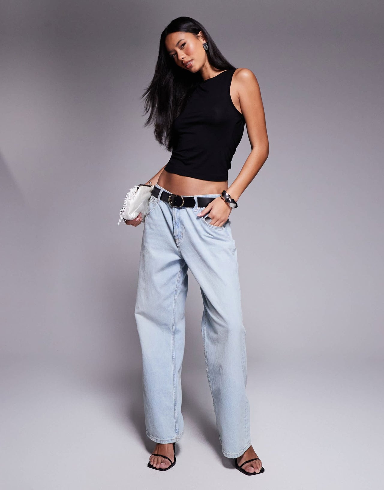 ASOS DESIGN draped back cowl asymmetric slash neck top with ties in black - ASOS Sample Sale