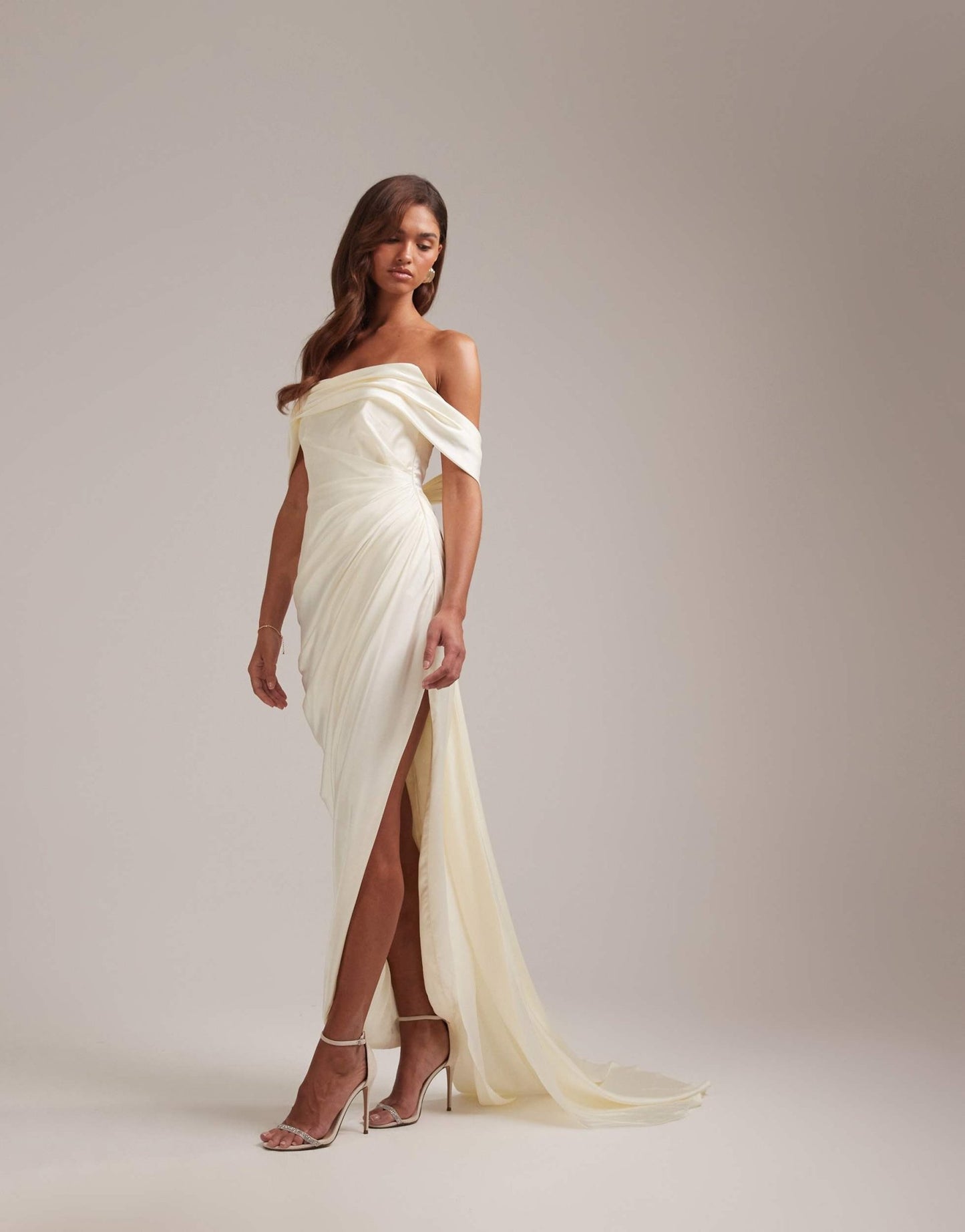 ASOS DESIGN draped bardot tie back maxi wedding dress - ASOS Sample Sale