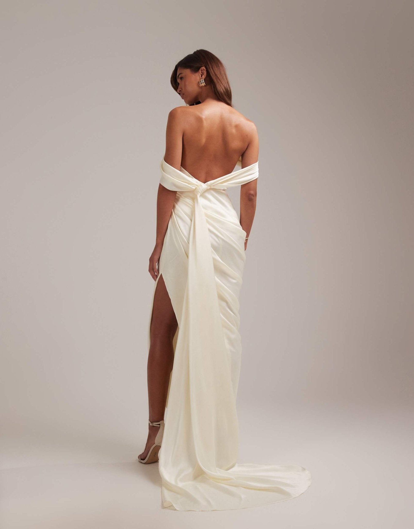 ASOS DESIGN draped bardot tie back maxi wedding dress - ASOS Sample Sale