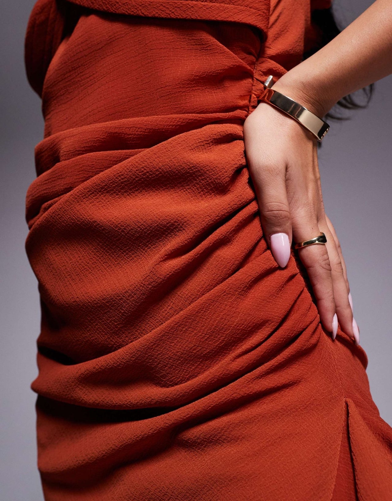ASOS DESIGN draped crinkle maxi dress with ruffles and strappy details in rust - ASOS Sample Sale