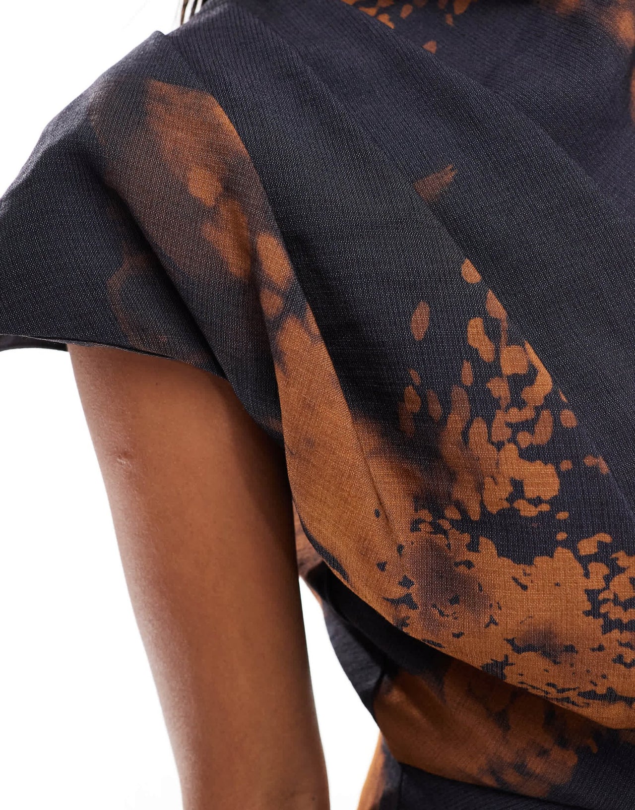ASOS DESIGN draped one shoulder high neck midi dress in abstract floral print - ASOS Sample Sale