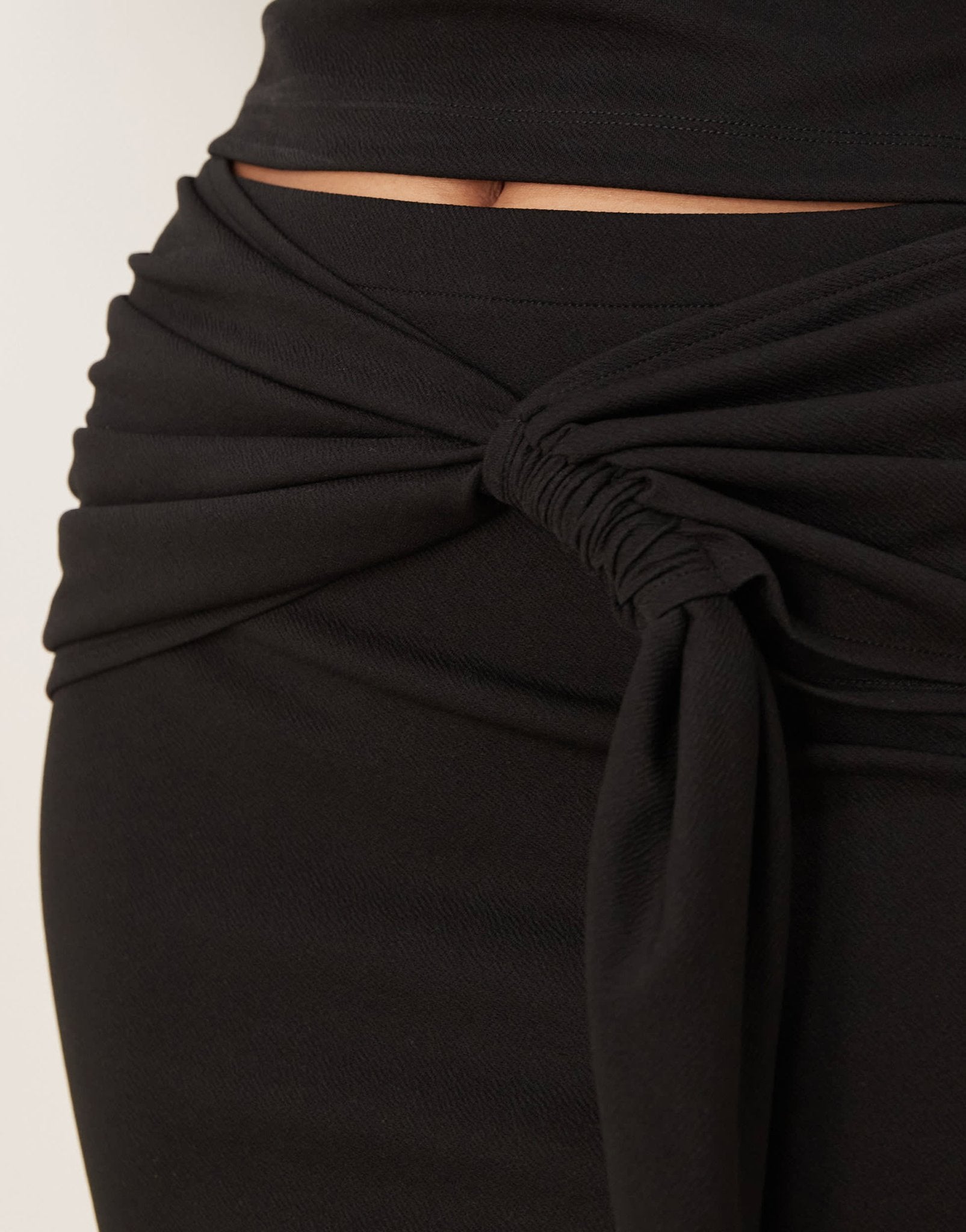 ASOS DESIGN draped tie waist detail mini skirt co ord in black - ASOS Sample Sale
