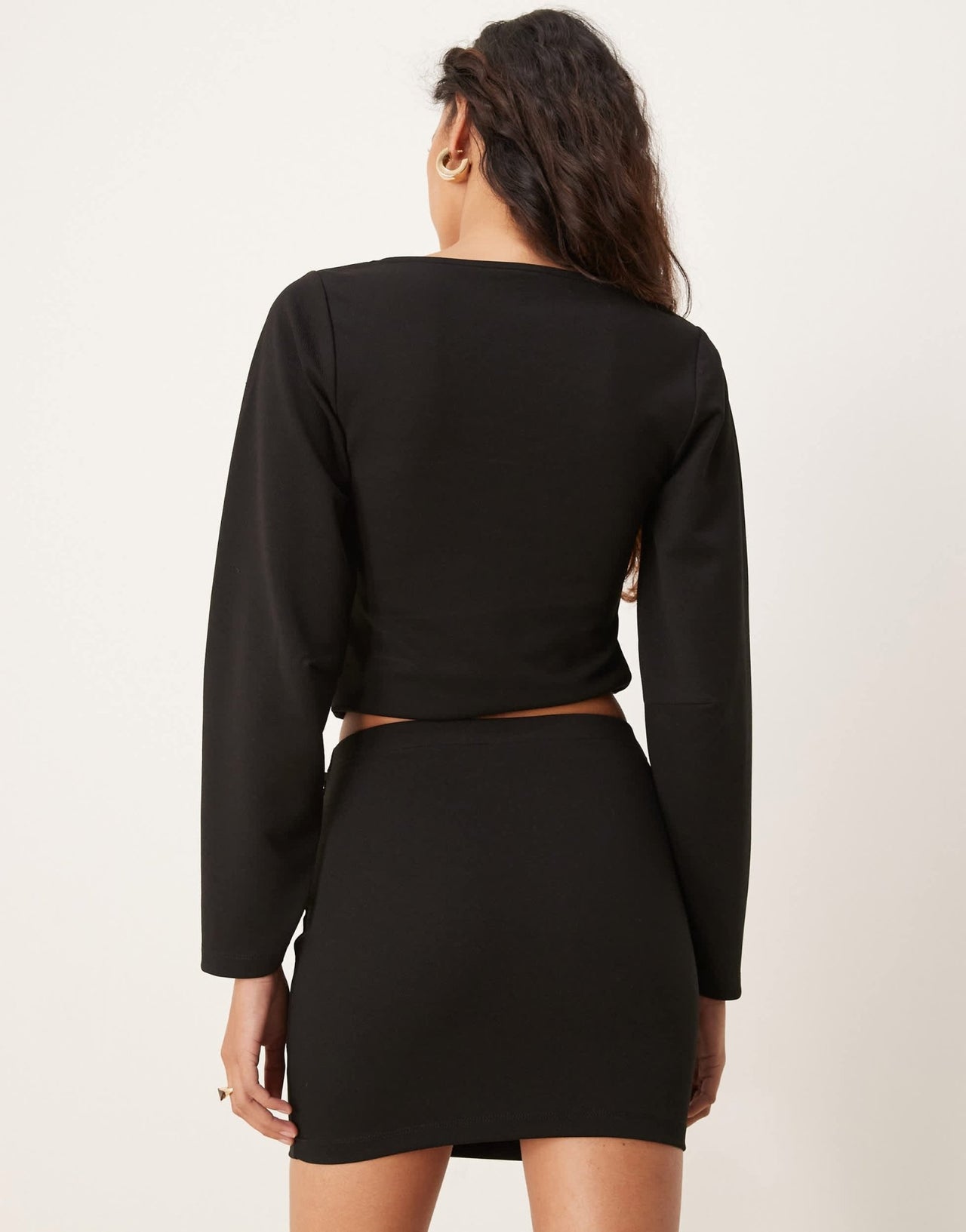 ASOS DESIGN draped tie waist detail mini skirt co ord in black - ASOS Sample Sale