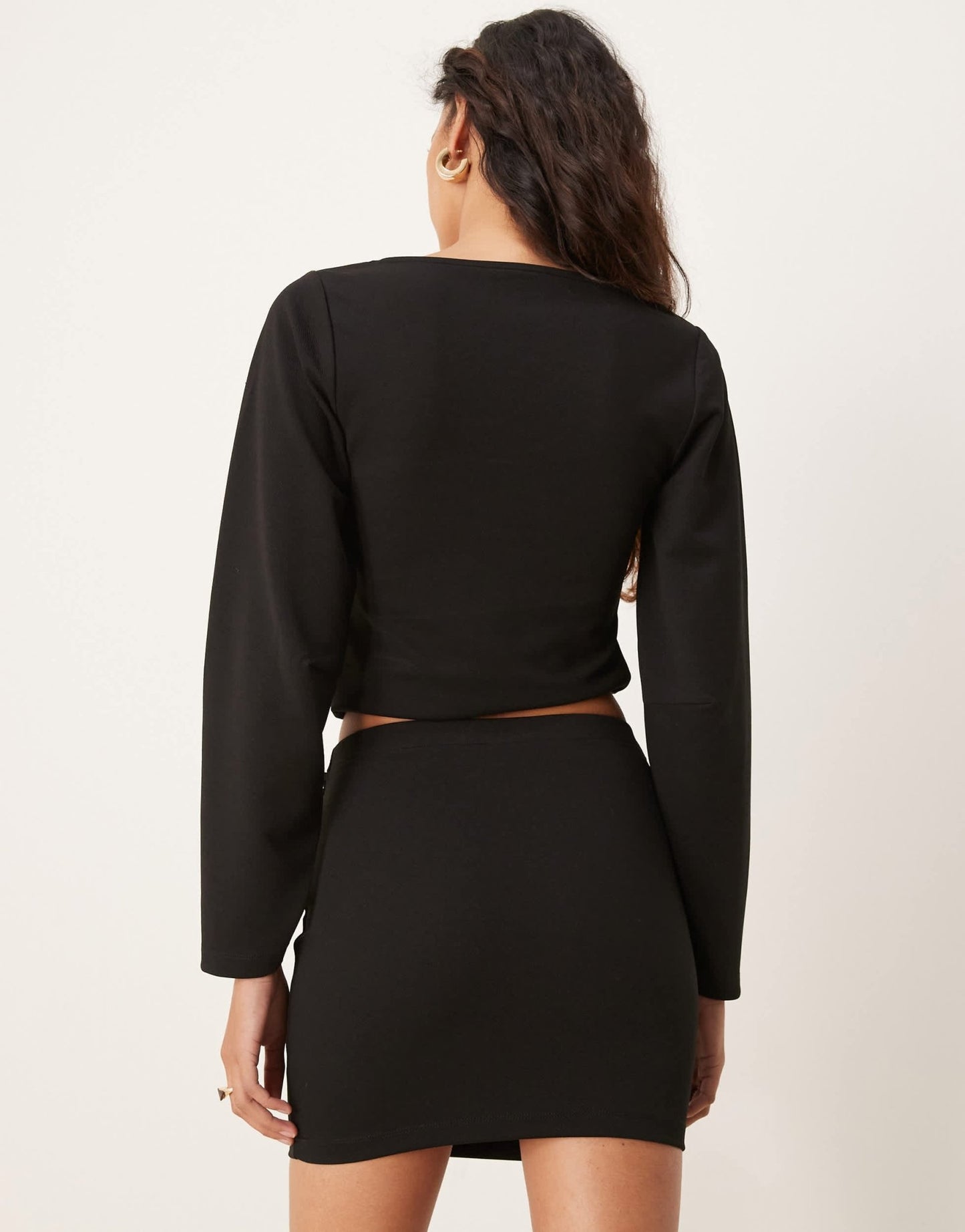 ASOS DESIGN draped tie waist detail mini skirt co ord in black - ASOS Sample Sale