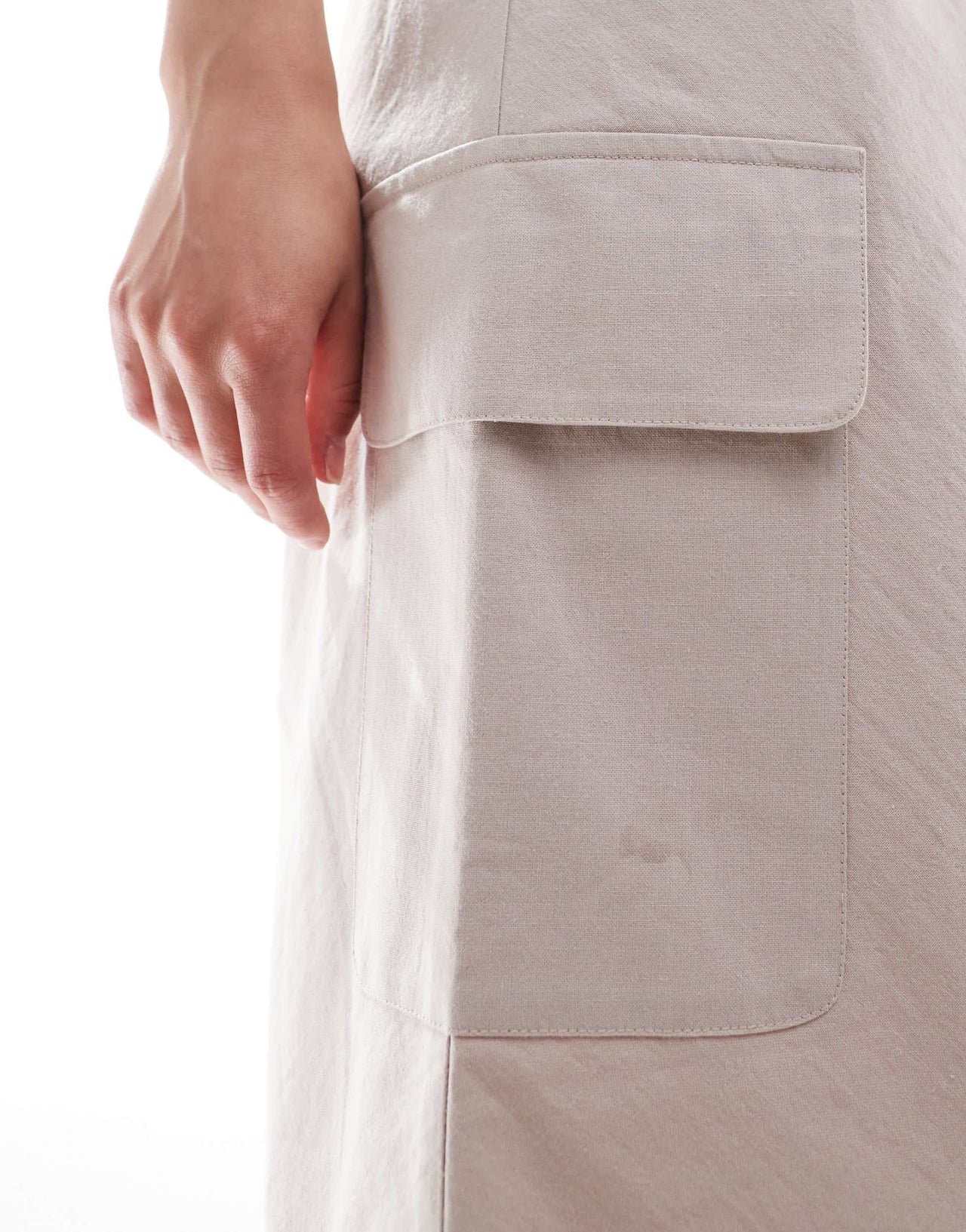 ASOS DESIGN drawstring waist pocket detail midi skirt in off white - ASOS Sample Sale