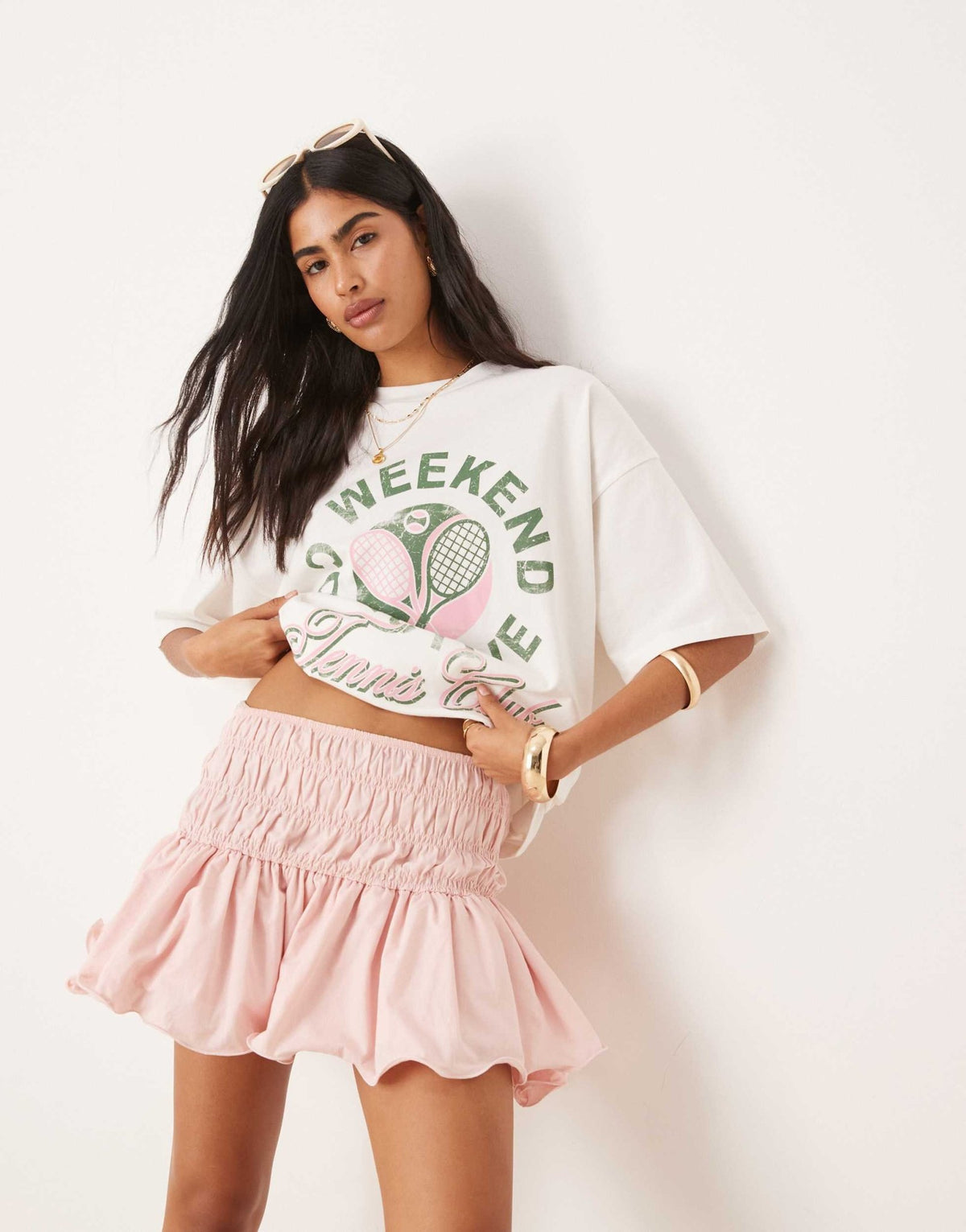 ASOS DESIGN drop waist flare mini skirt in pink - ASOS Sample Sale