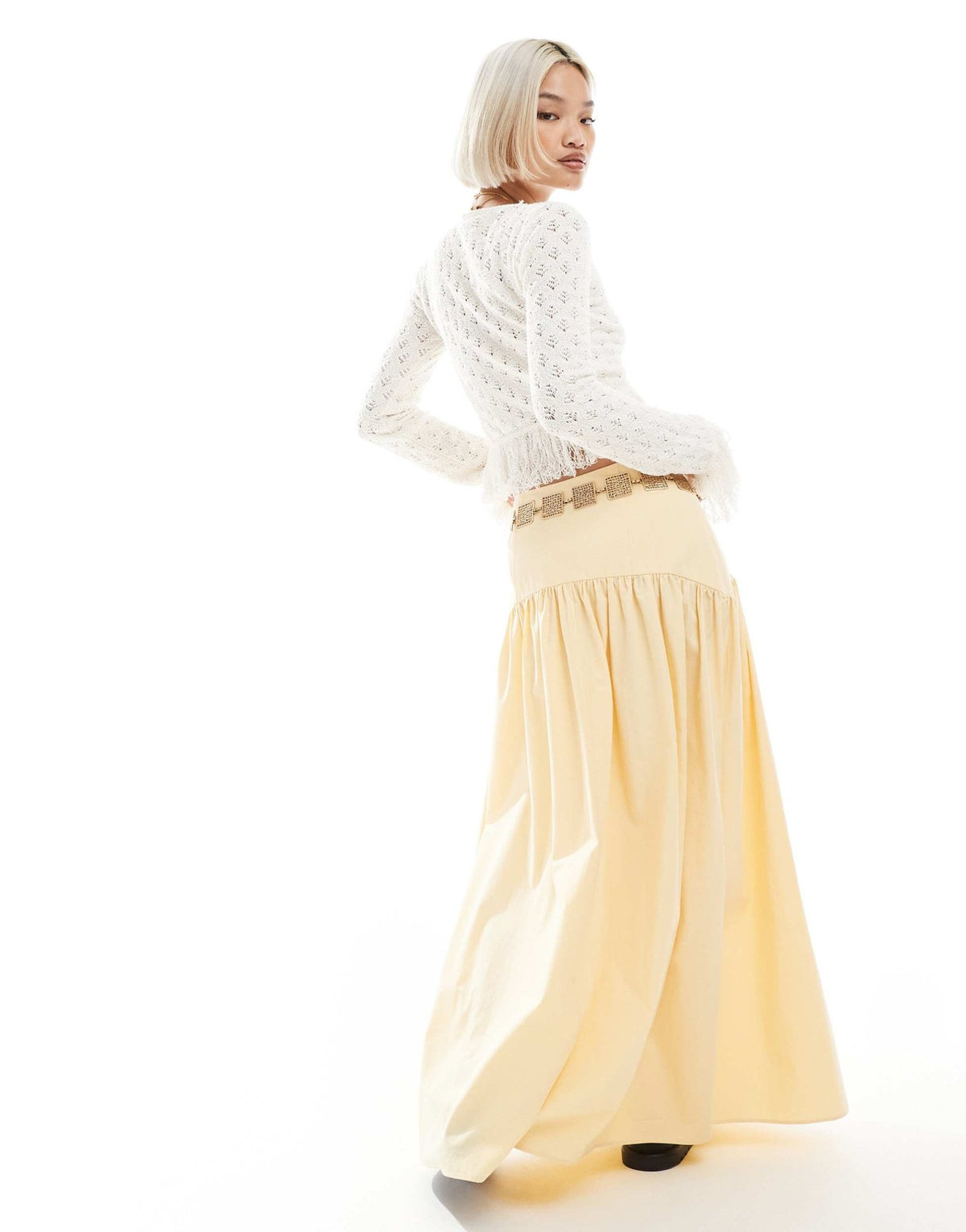 ASOS DESIGN drop waist maxi skirt in yellow - ASOS Sample Sale