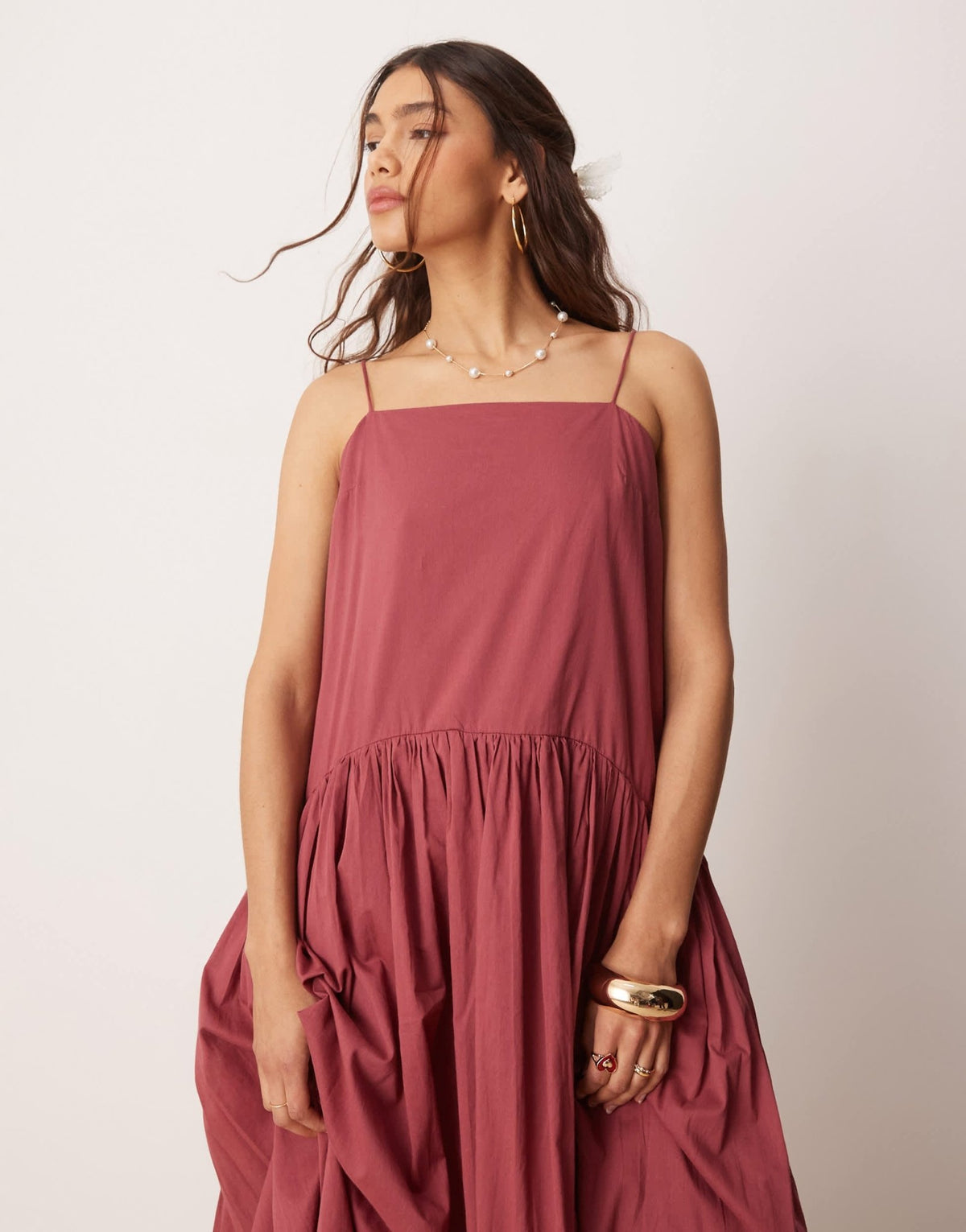 ASOS DESIGN dropped waist maxi sundress in dusky pink - ASOS Sample Sale