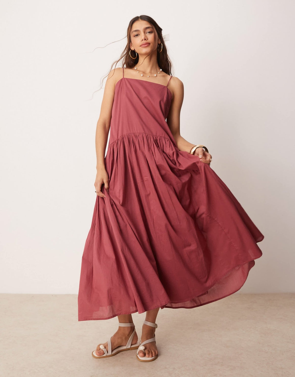 ASOS DESIGN dropped waist maxi sundress in dusky pink - ASOS Sample Sale