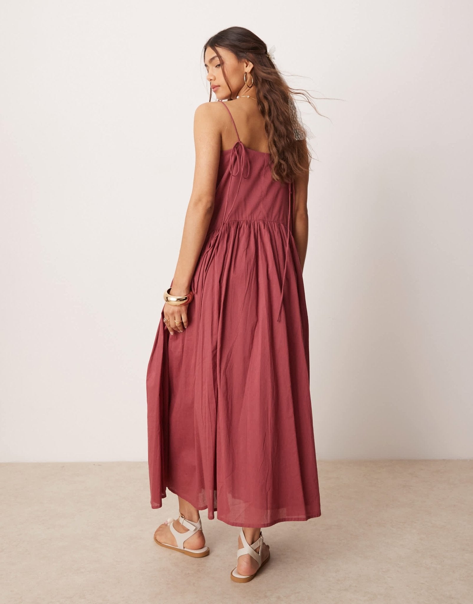 ASOS DESIGN dropped waist maxi sundress in dusky pink – ASOS Sample Sale