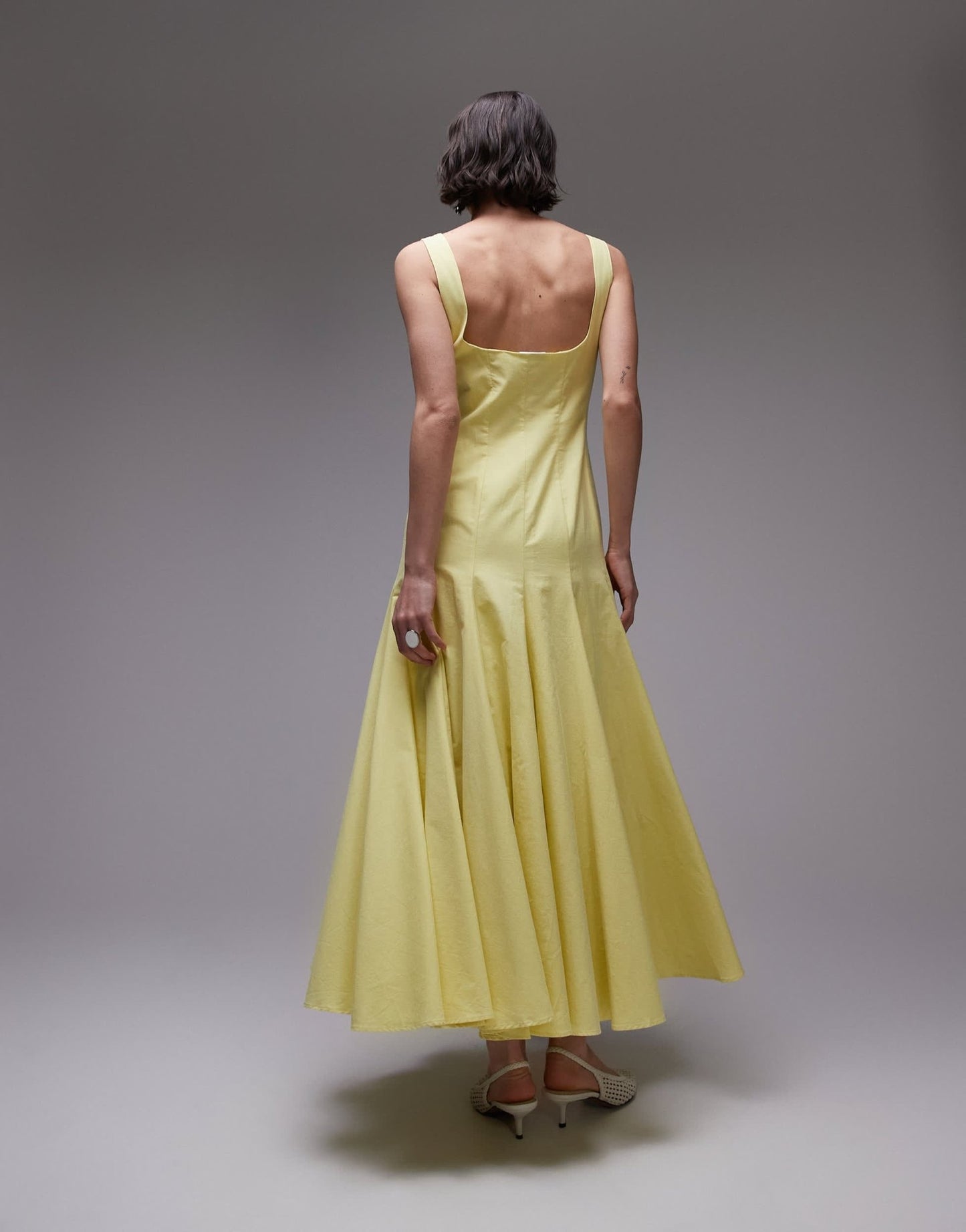 ASOS DESIGN dropped waist panelled maxi dress in lemon - ASOS Sample Sale