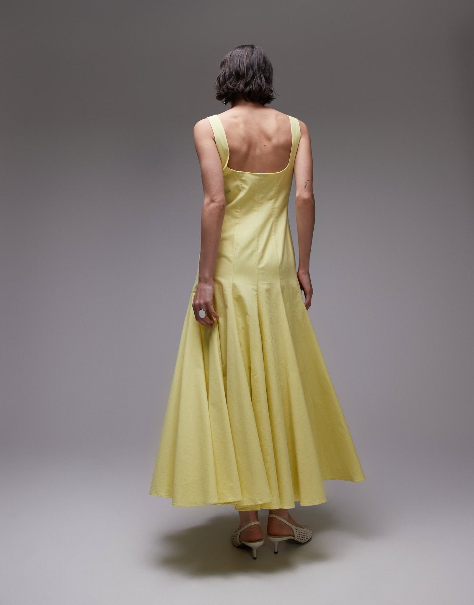 ASOS DESIGN dropped waist panelled maxi dress in lemon - ASOS Sample Sale