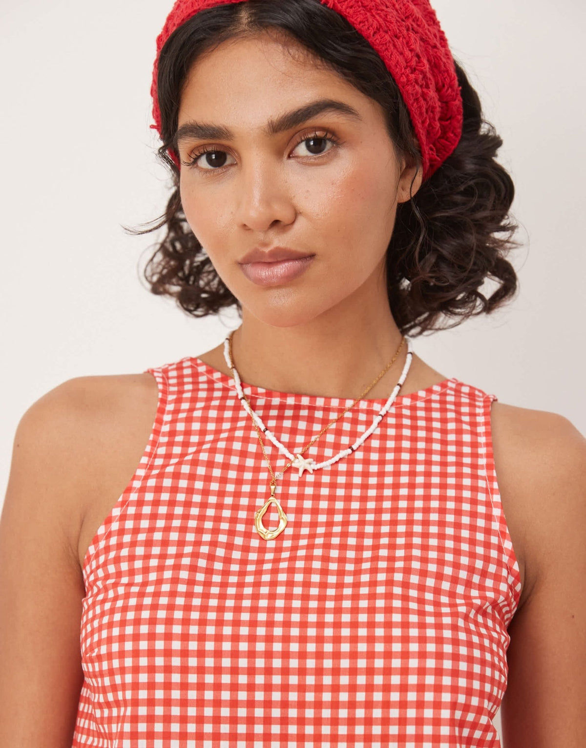ASOS DESIGN dropped waist shift mini dress with scoop back in red gingham - ASOS Sample Sale