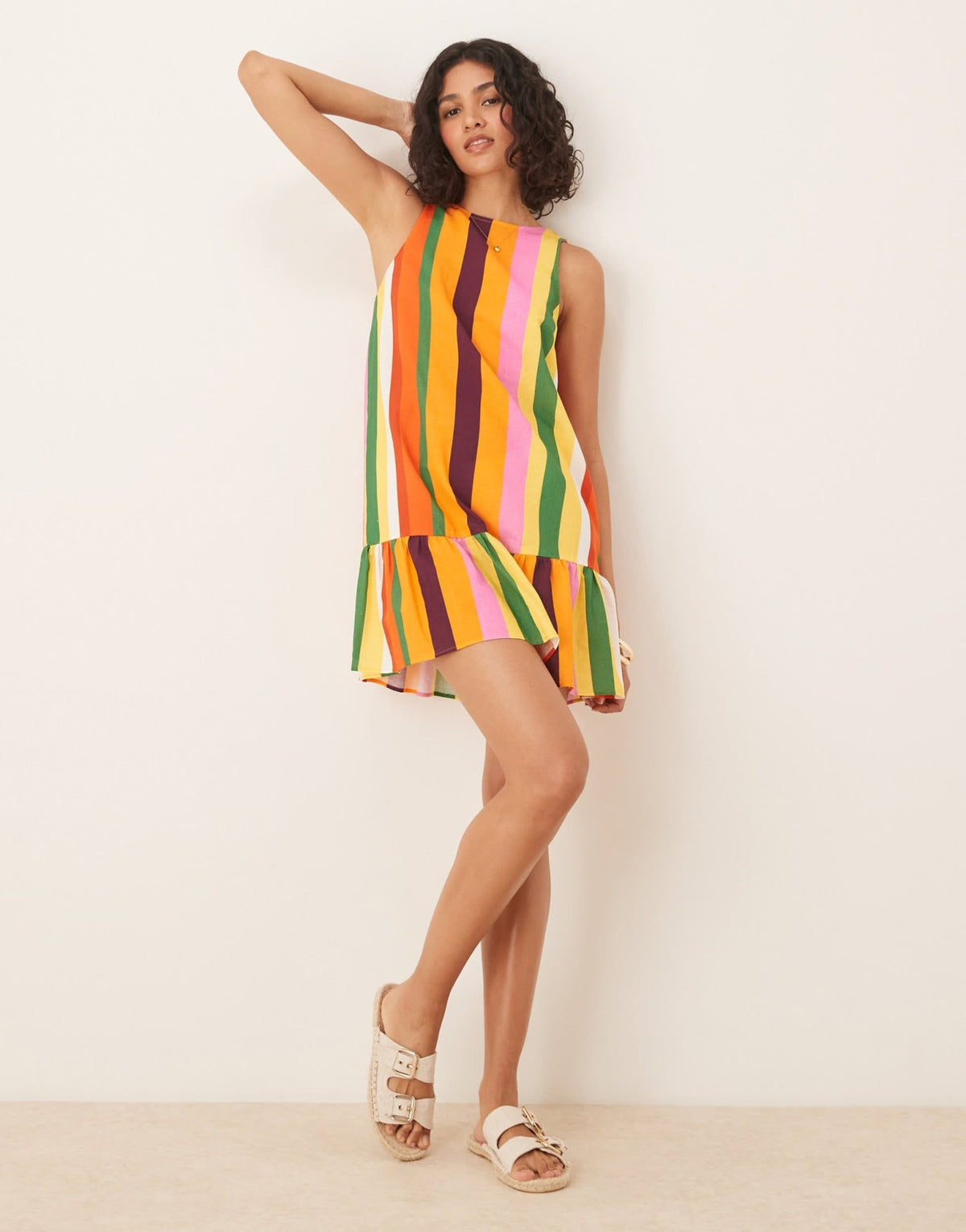 ASOS DESIGN dropped waist shift mini dress with scoop back in stripe - ASOS Sample Sale