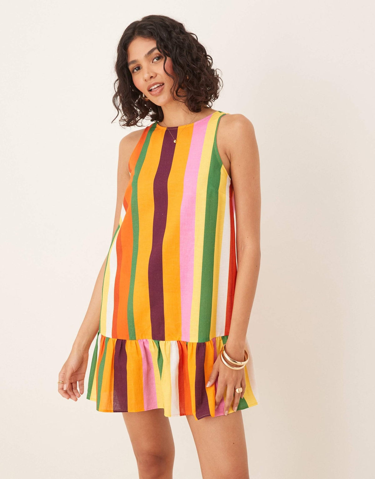 ASOS DESIGN dropped waist shift mini dress with scoop back in stripe - ASOS Sample Sale