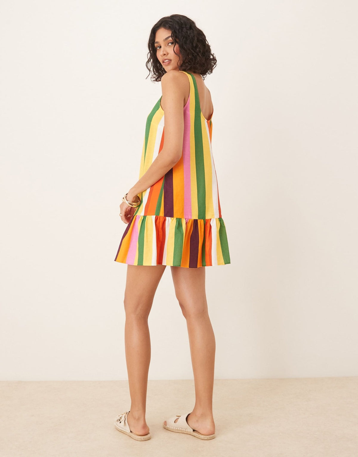 ASOS DESIGN dropped waist shift mini dress with scoop back in stripe - ASOS Sample Sale