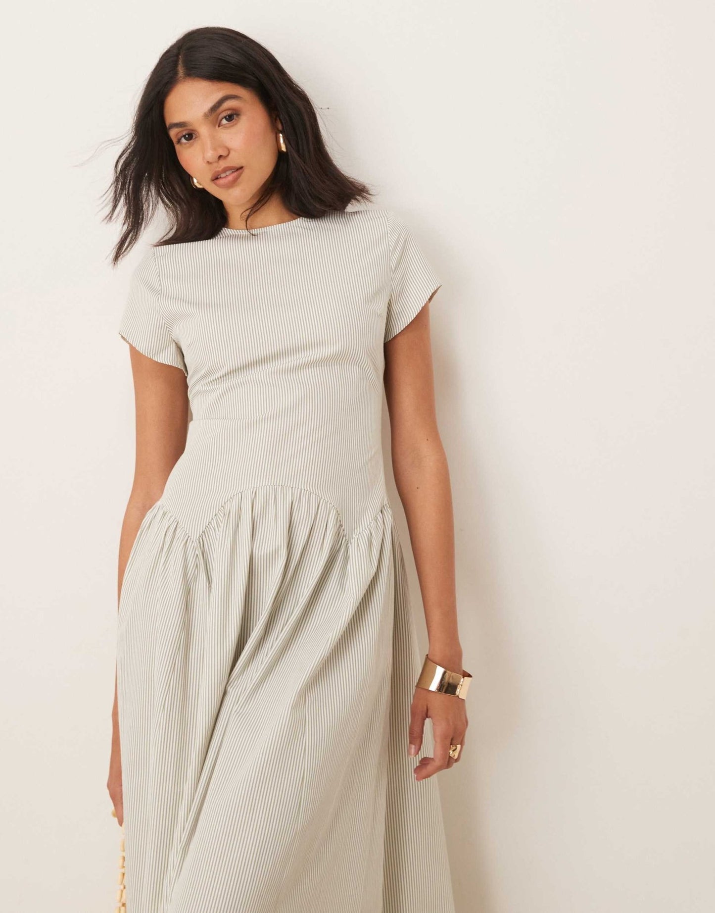 ASOS DESIGN dropped waist t shirt maxi dress in stripe print - ASOS Sample Sale