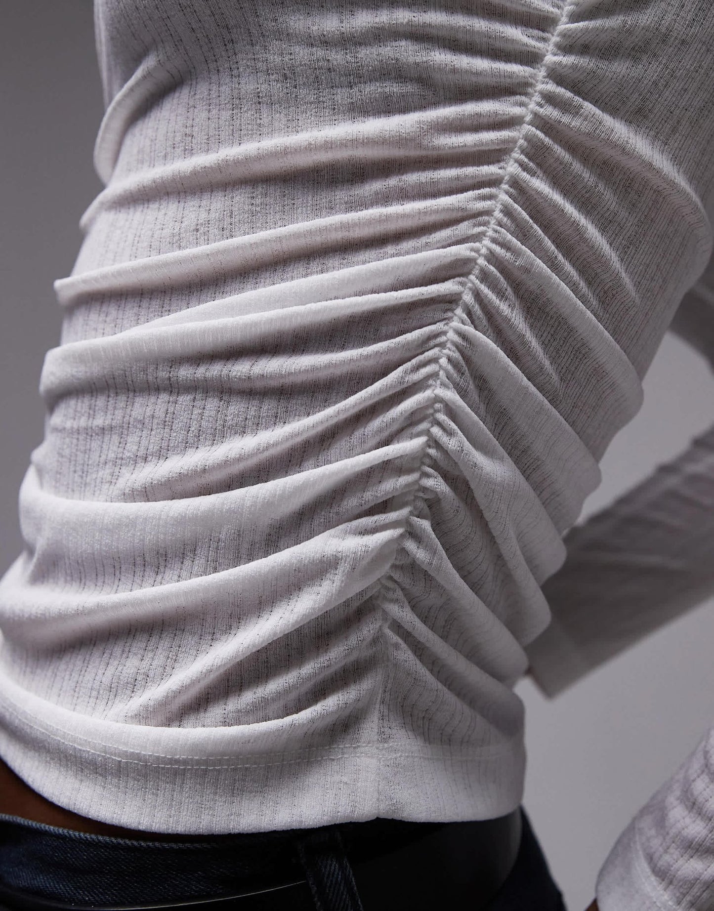 ASOS DESIGN dry handle long sleeve ruched side top in ivory - ASOS Sample Sale