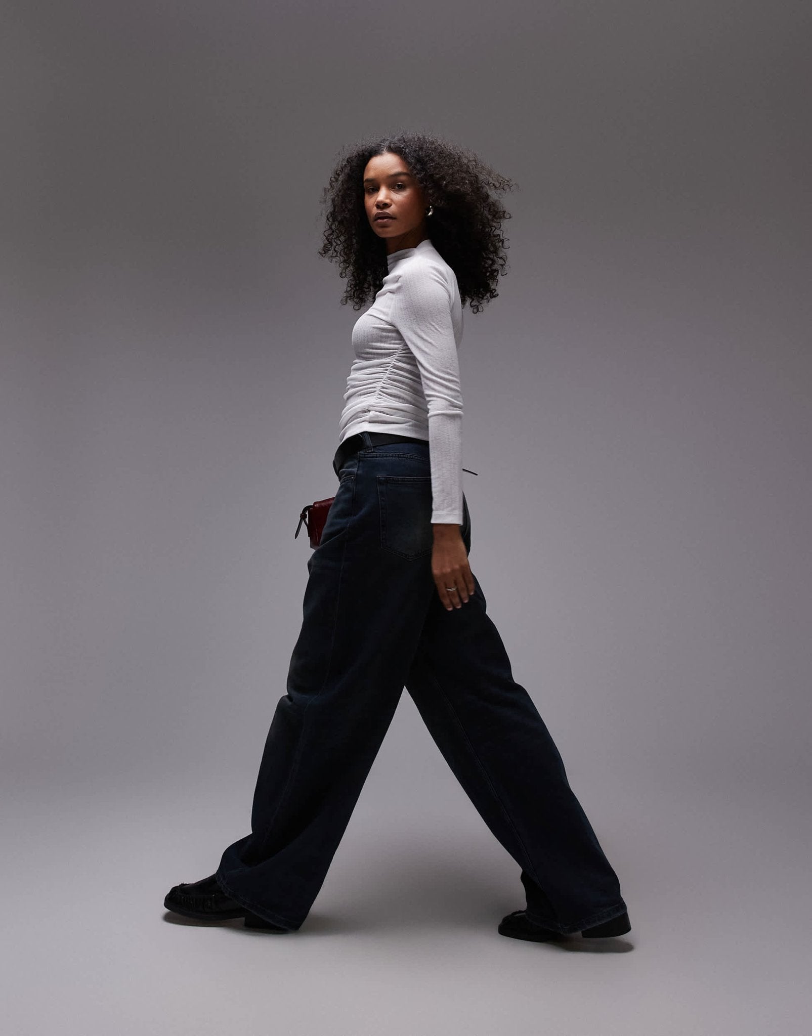 ASOS DESIGN dry handle long sleeve ruched side top in ivory - ASOS Sample Sale
