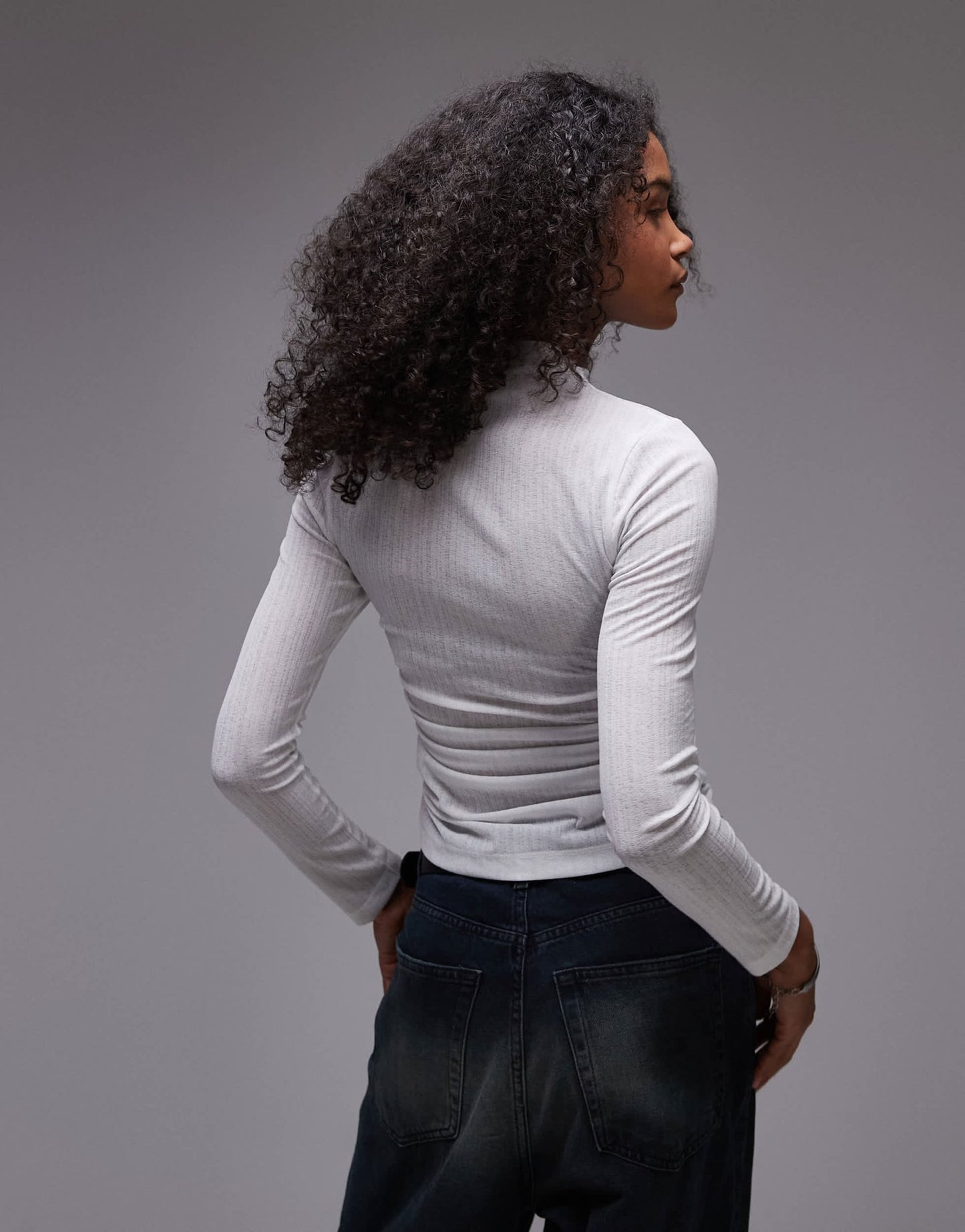 ASOS DESIGN dry handle long sleeve ruched side top in ivory - ASOS Sample Sale