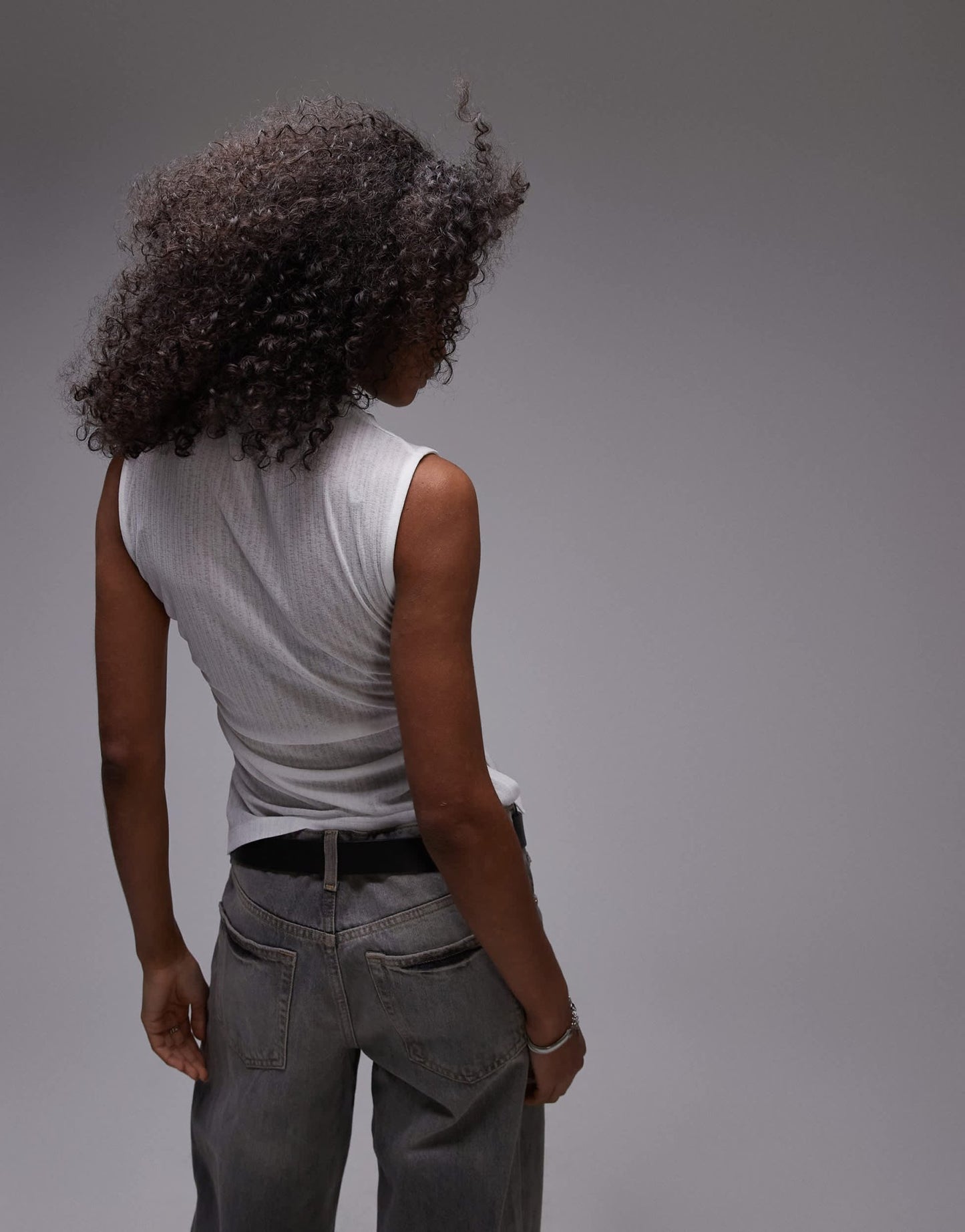 ASOS DESIGN dry handle ruched high neck tank in ivory - ASOS Sample Sale