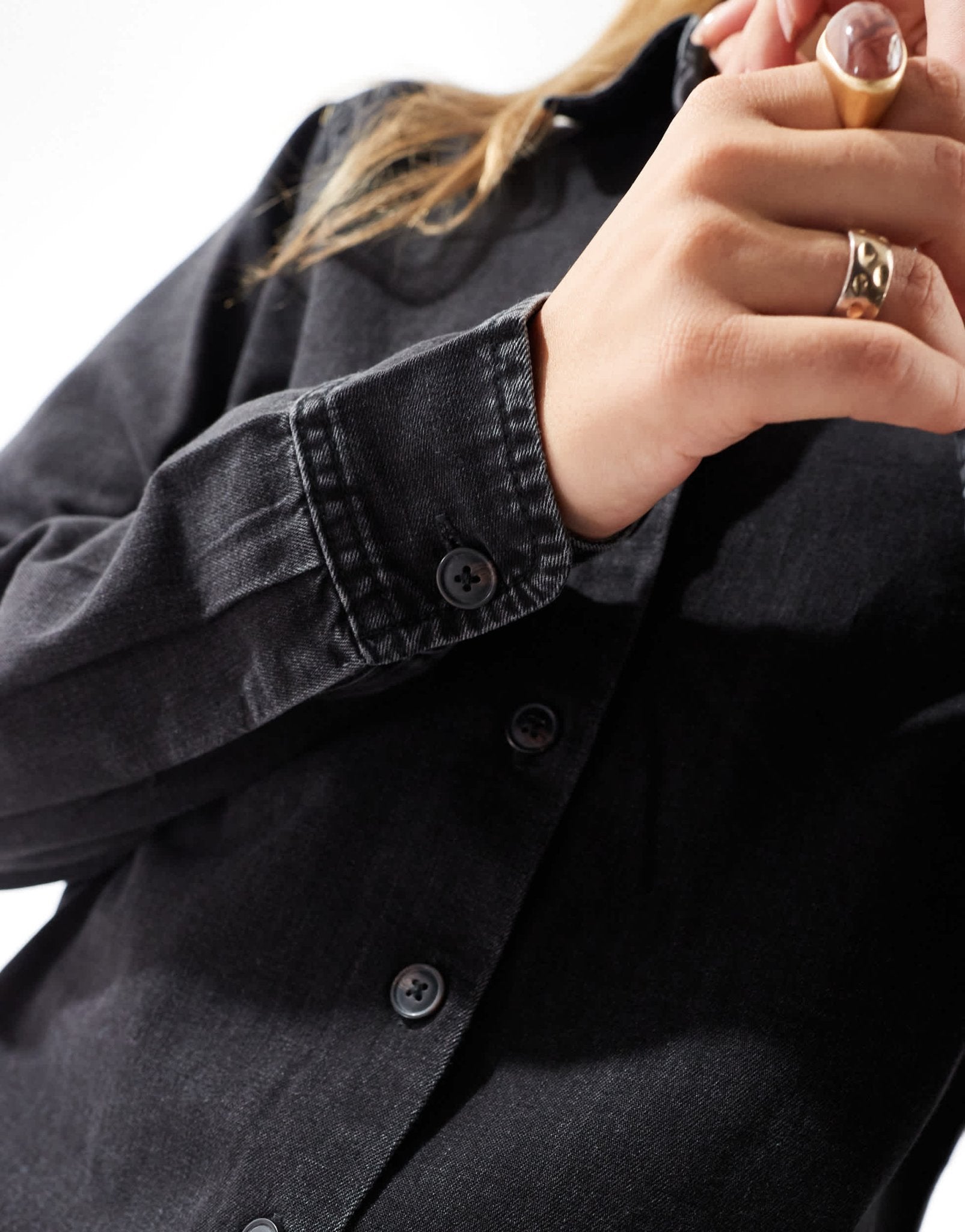 ASOS DESIGN easy denim shirt in washed black - ASOS Sample Sale