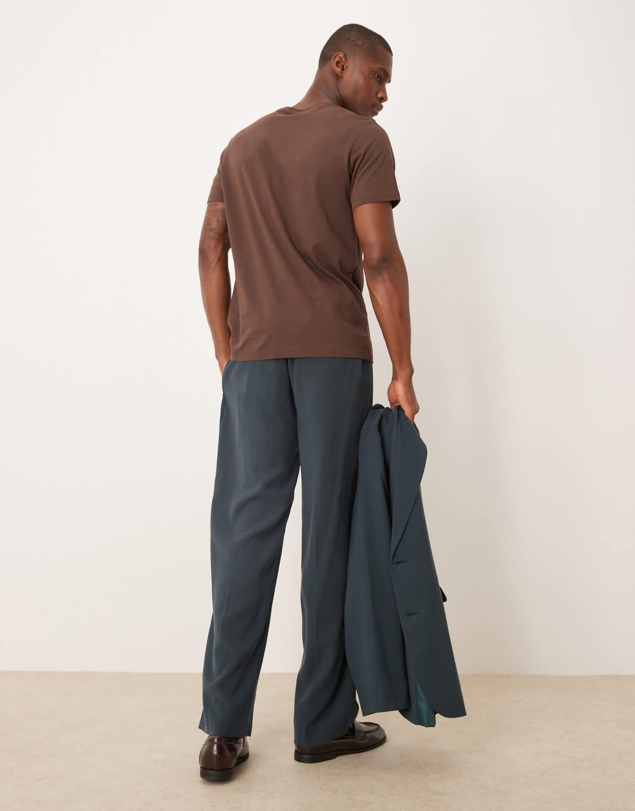 ASOS DESIGN elasticated straight leg suit trousers in blue - ASOS Sample Sale