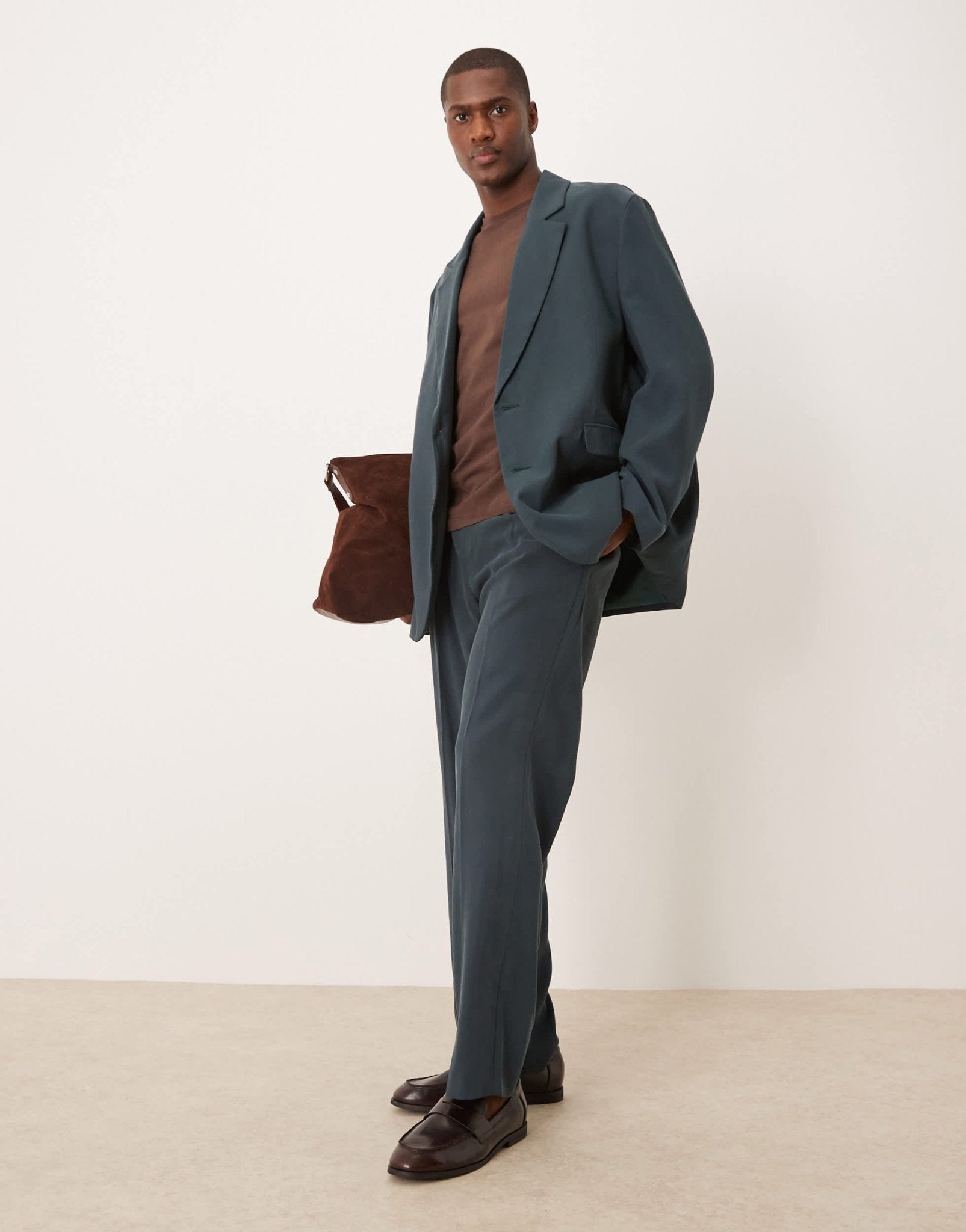 ASOS DESIGN elasticated straight leg suit trousers in blue - ASOS Sample Sale