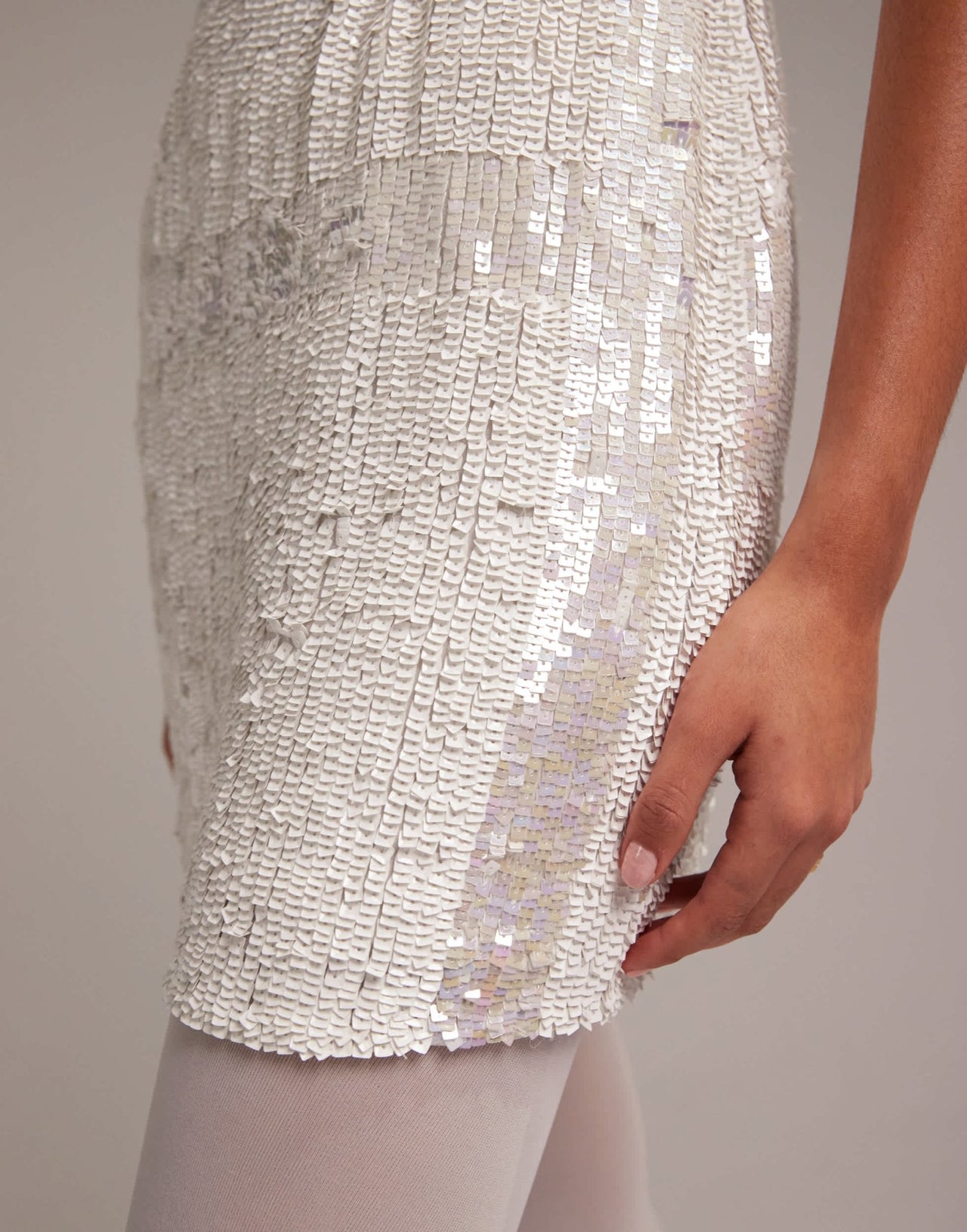 ASOS DESIGN embellished square neck mini shift dress in ivory - ASOS Sample Sale